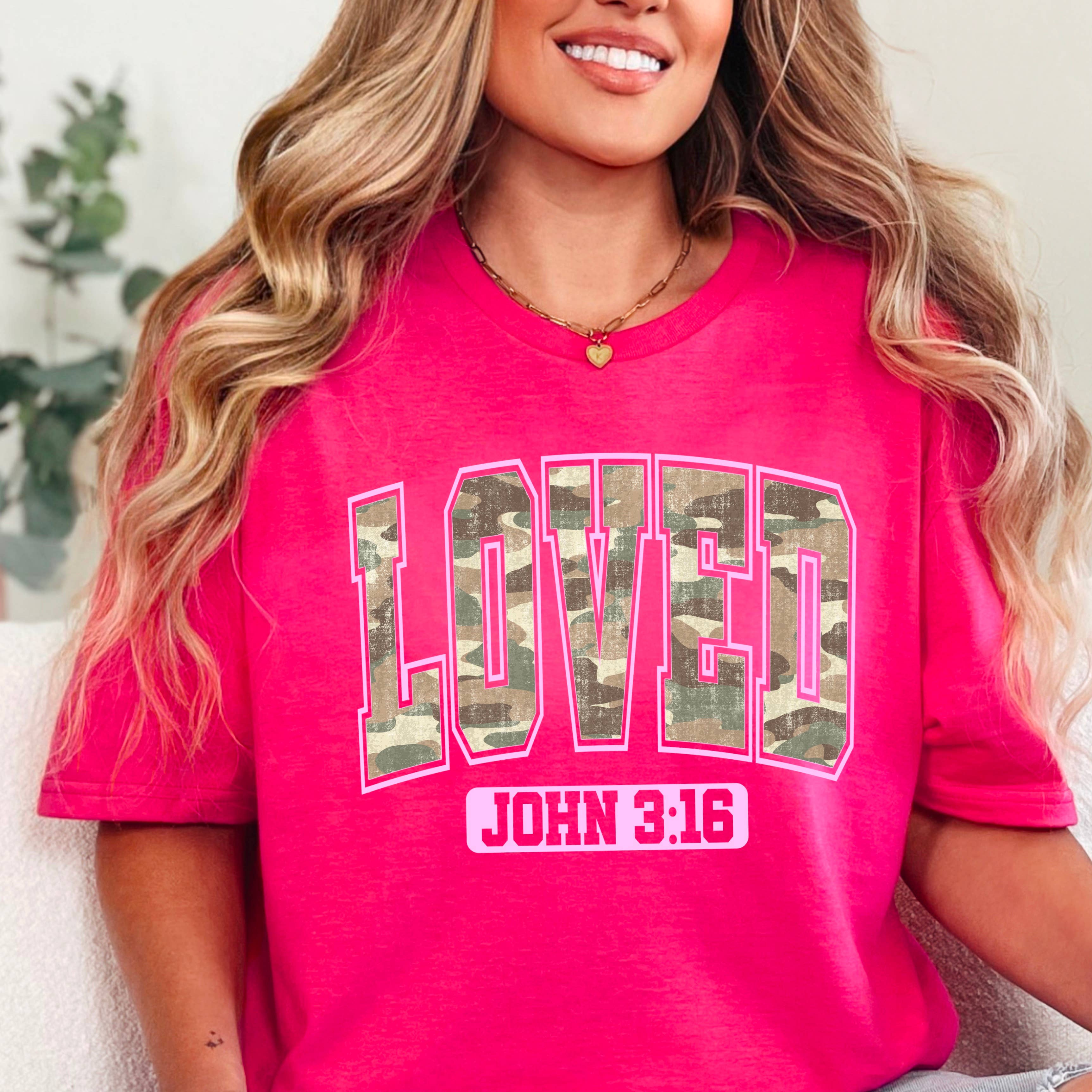 Camo John 3:16 Valentine’S Day Graphic T-Shirt | Gildan Hoodie, Sweatshirt | PodTeesHub.com