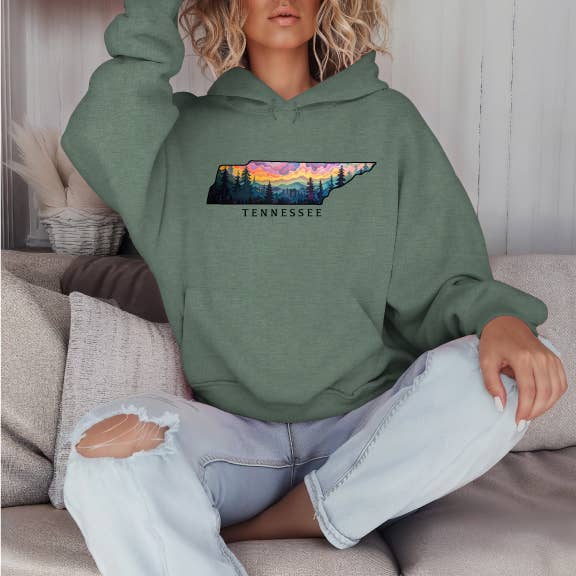 Tennessee Sunset Sport Green Hoodie T-Shirts, Sweatshirt | PodTeesHub.com