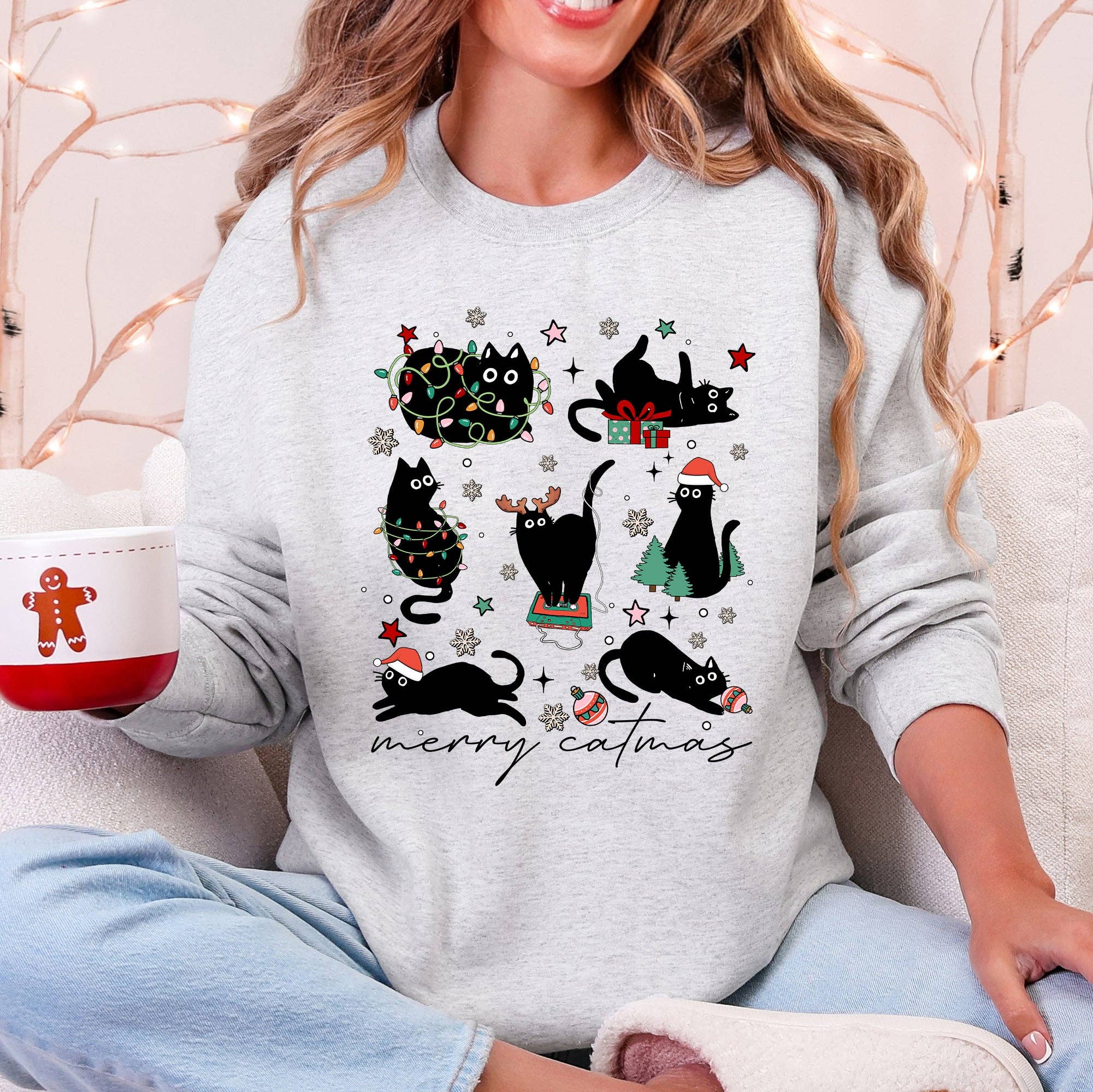 Merry Catmas, Christmas, Cat Lover, Santa, Pets Sweatshirt T-Shirts, Hoodie | PodTeesHub.com
