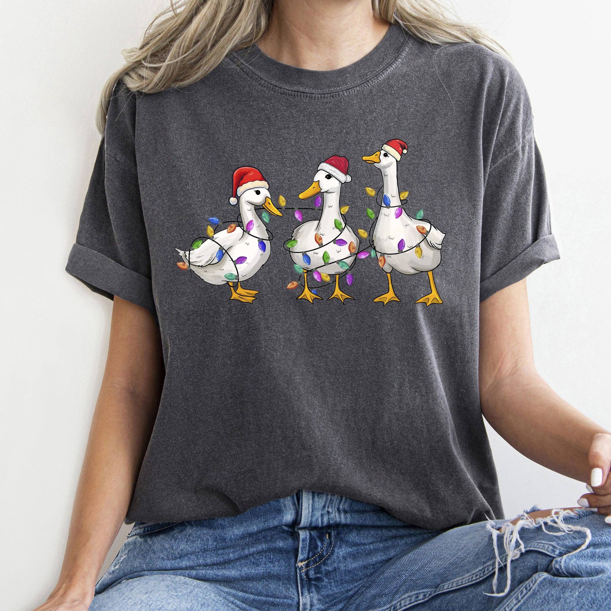 Adorable Christmas Ducks, Santa, Farmlife T-Shirt Hoodie, Sweatshirt | PodTeesHub.com