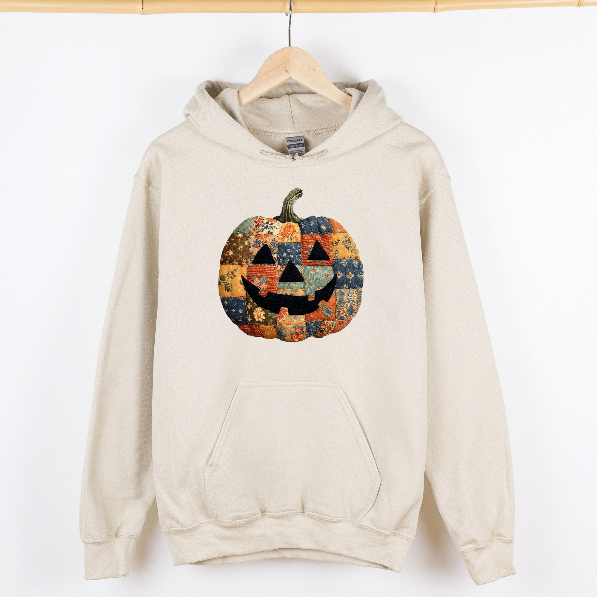 Jack-O-Lantern, Faux Quilt Pumpkin, Halloween Autumn Hoodie T-Shirts, Sweatshirt | PodTeesHub.com