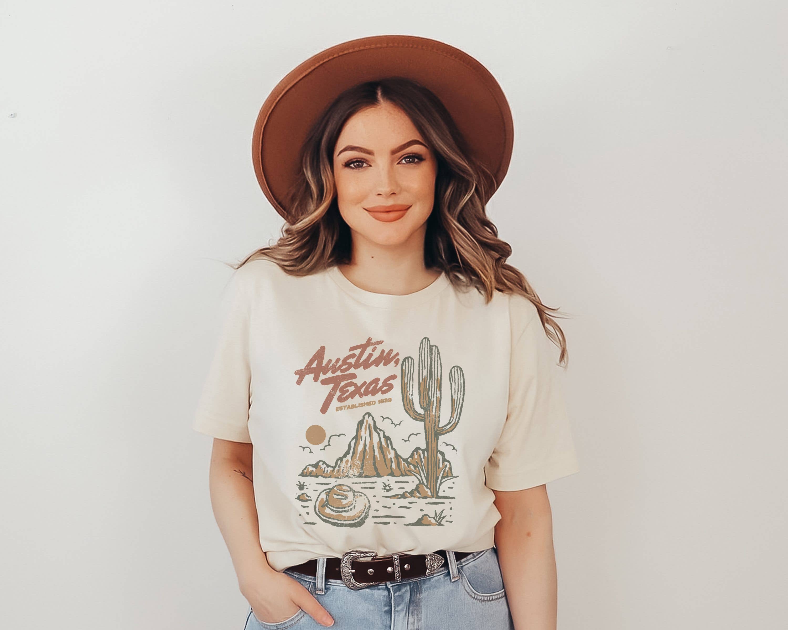 Austin Texas Cactus Graphic Tee | Western Shirt | Cactus Tee Hoodie, Sweatshirt | PodTeesHub.com