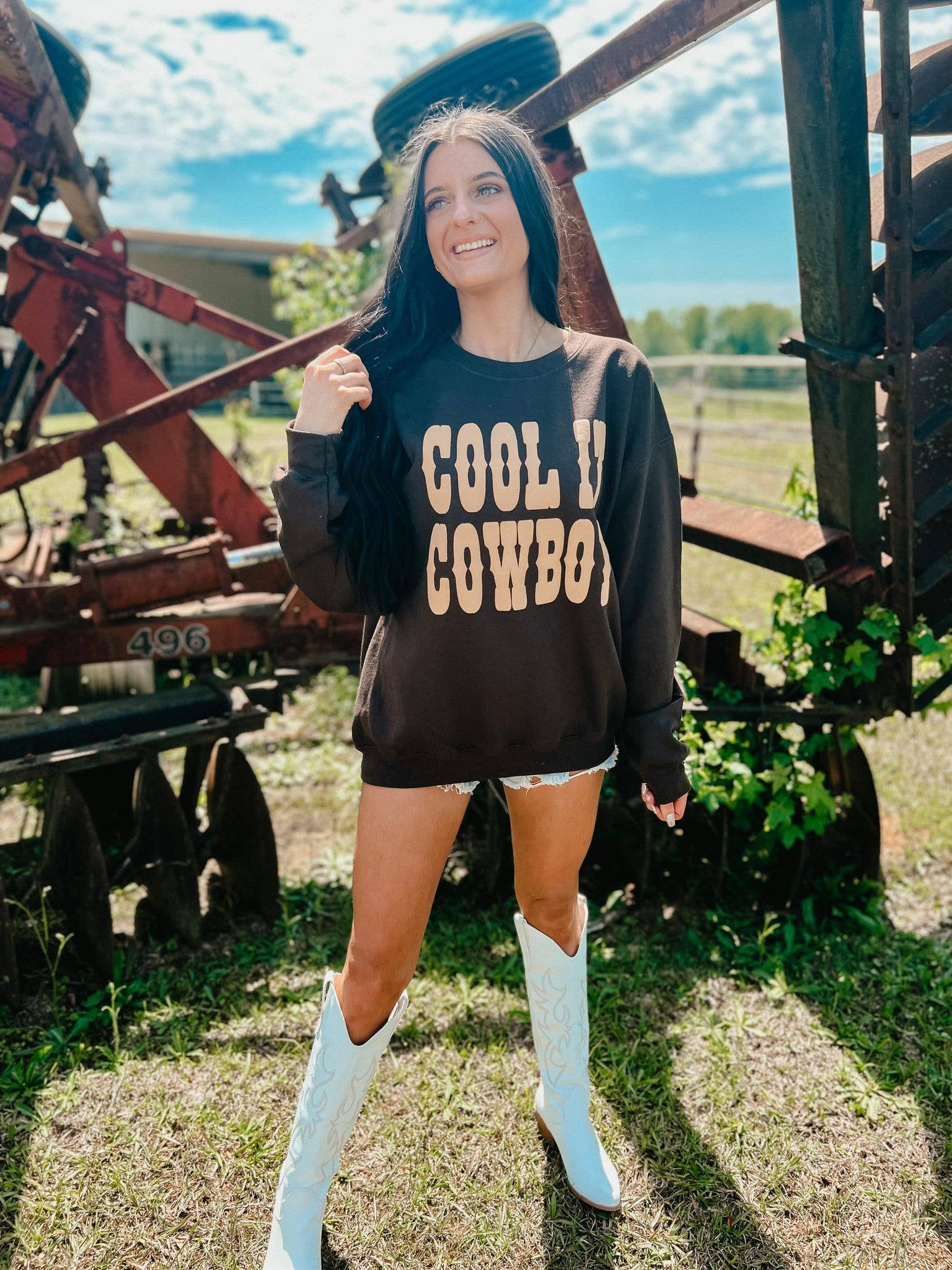 Cool It Cowboy Western Font Puff Sweatshirt T-Shirts, Hoodie | PodTeesHub.com