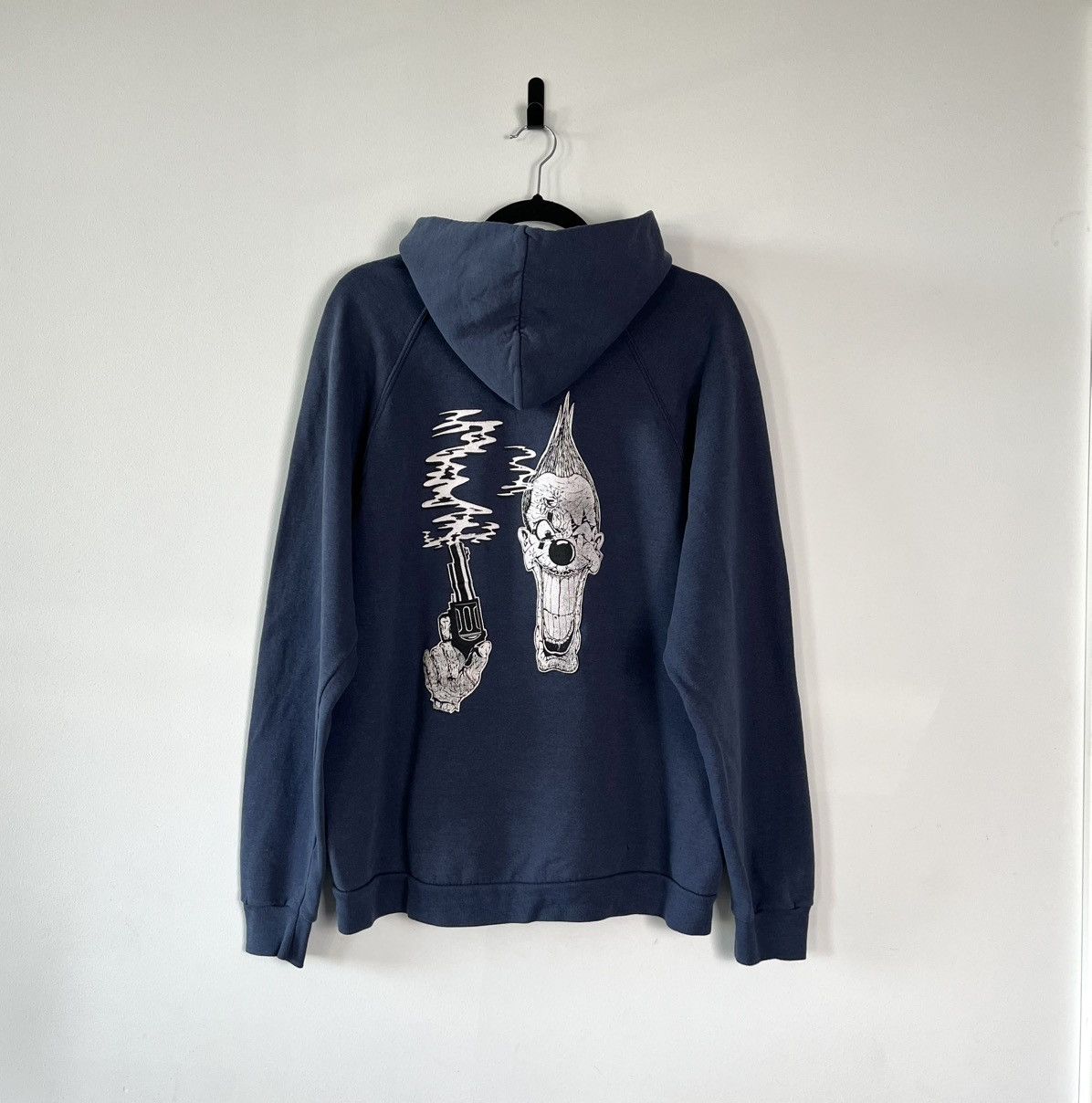 Vintage Dark Graphic Hoodie With Gun Clown Print Edgy Streetwear T-Shirts, Sweatshirt | PodTeesHub.com