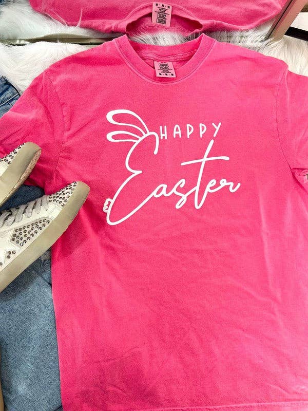 Happy Easter Cursive Bunny E Puff Tee Hoodie, Sweatshirt | PodTeesHub.com