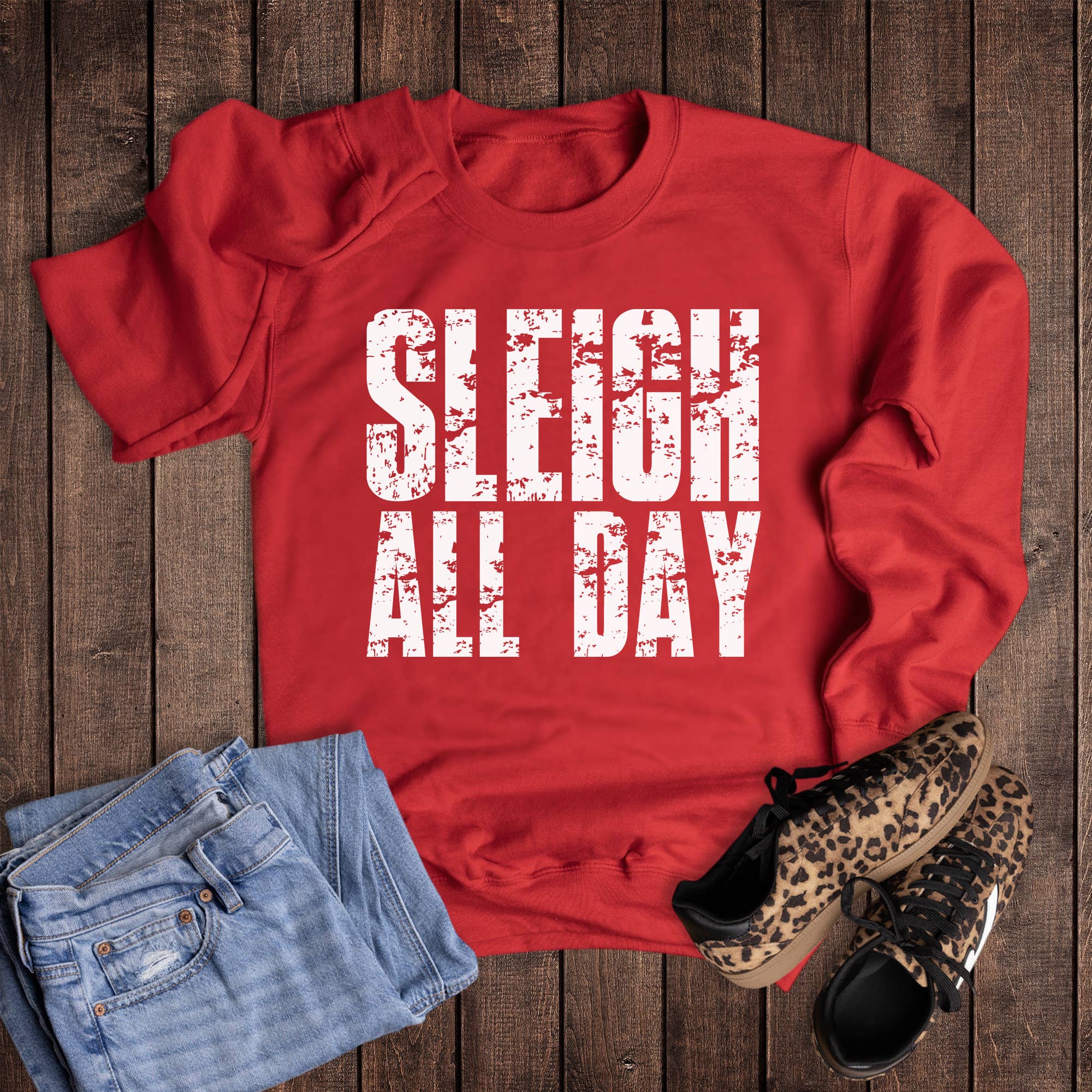Christmas Sleigh All Day Sweatshirt T-Shirts, Hoodie | PodTeesHub.com