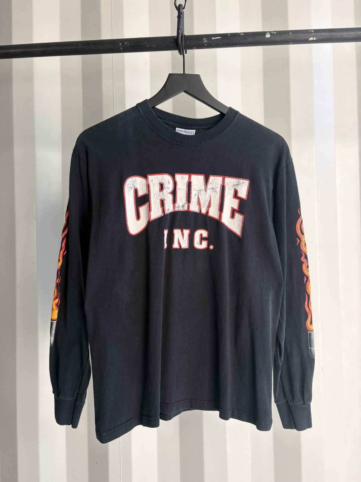 Vintage Thrashed Crime Inc Flame Shirt Distressed Faded Grunge Biker Hoodie, Sweatshirt | PodTeesHub.com