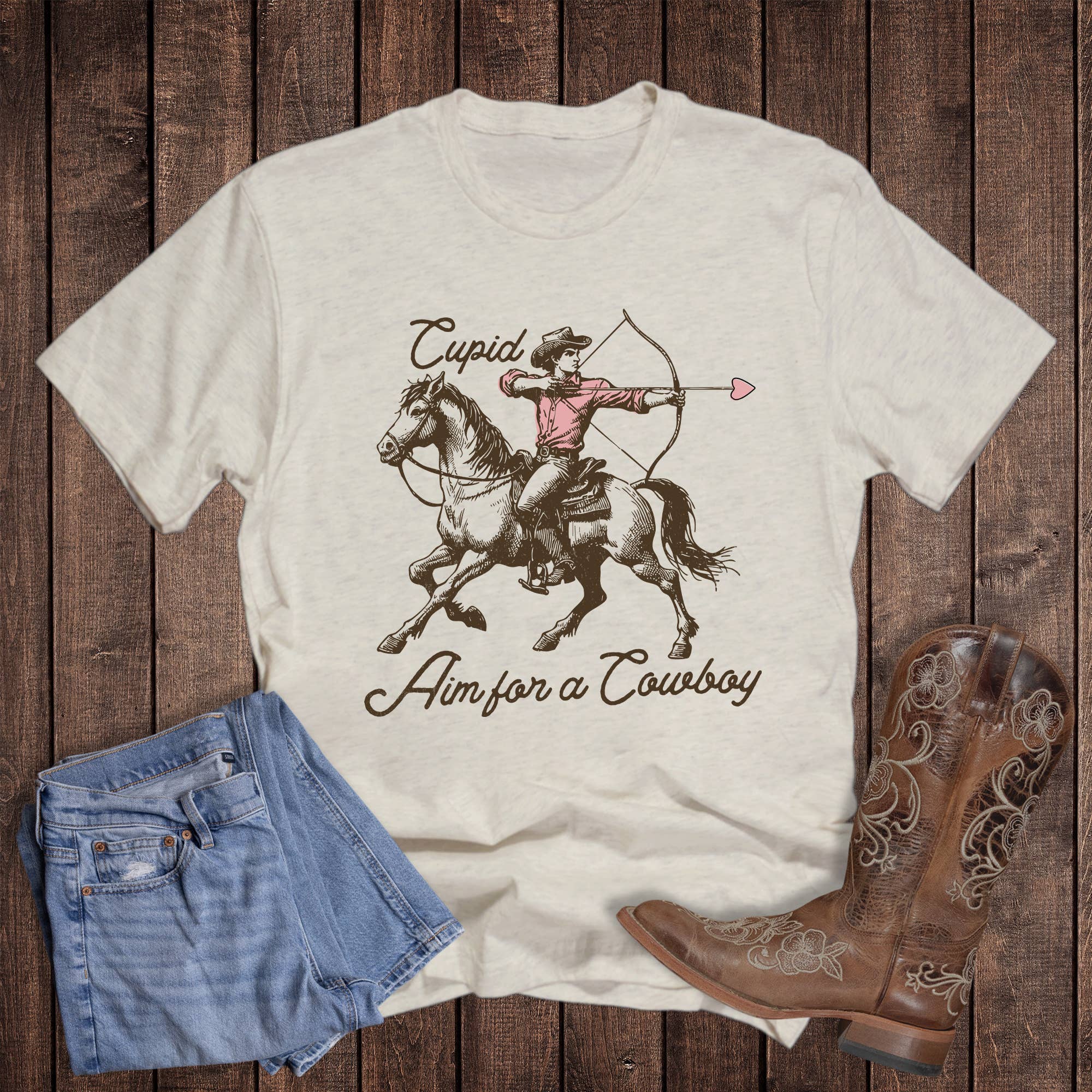 Valentine Aim For A Cowboy Graphic Tee Hoodie, Sweatshirt | PodTeesHub.com