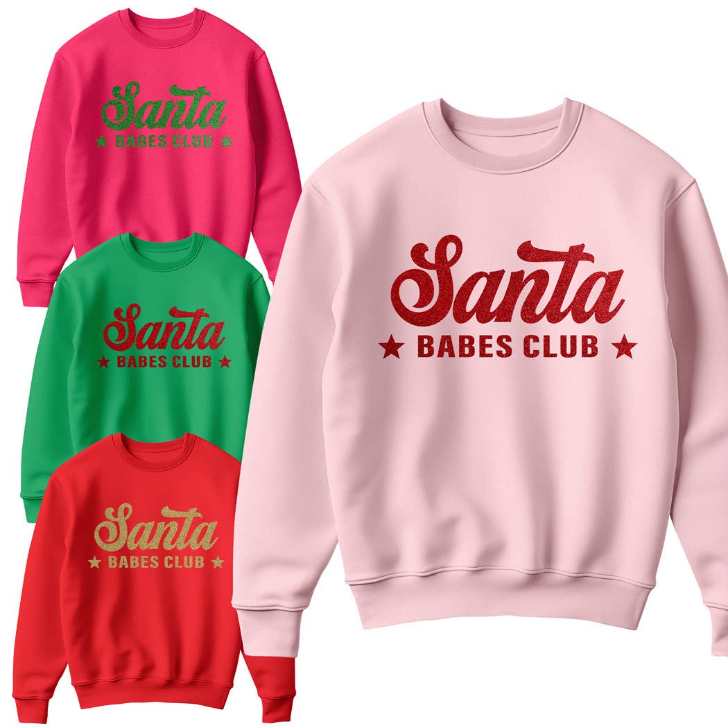 Santa Babes Club Glitter Logo Fleece Sweatshirt T-Shirts, Hoodie | PodTeesHub.com