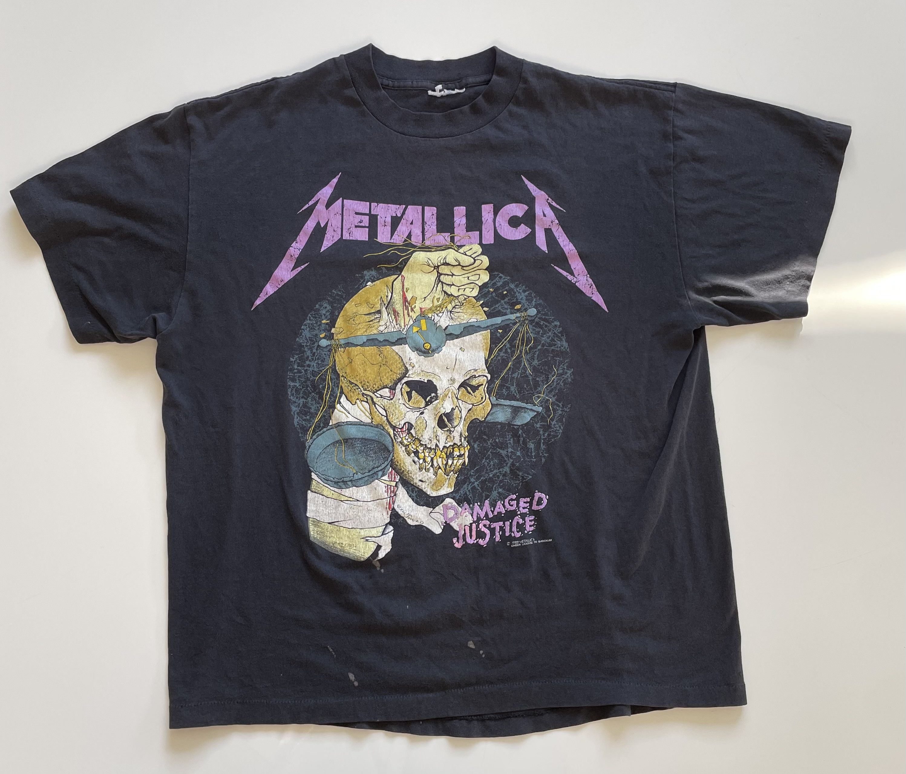 Metallica X Vintage 1988 Metallica Damaged Justice Pushead Vintage T Shirt Hoodie, Sweatshirt | PodTeesHub.com