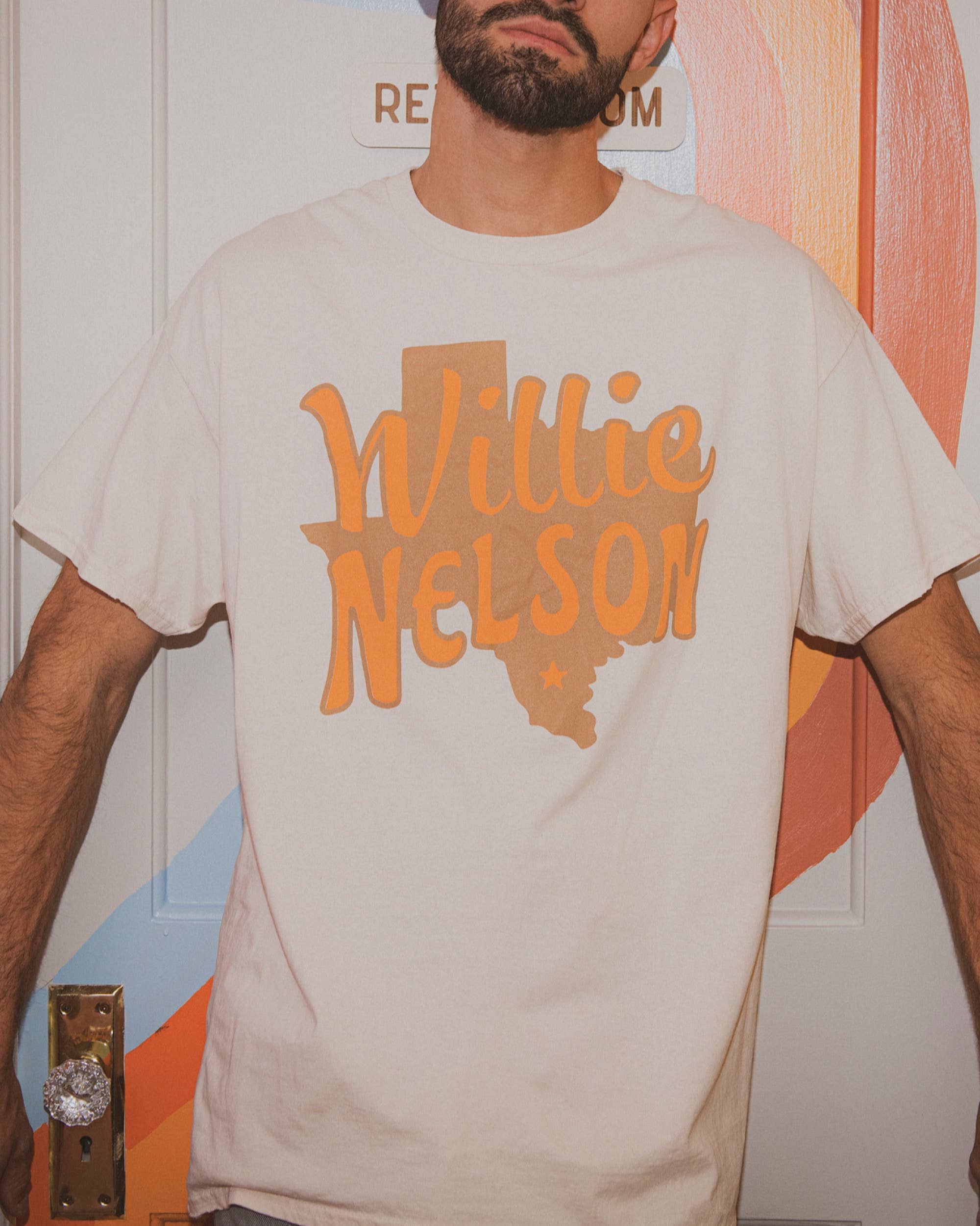 Willie Nelson Orange Texas Off White Thrifted Graphic Tee Hoodie, Sweatshirt | PodTeesHub.com