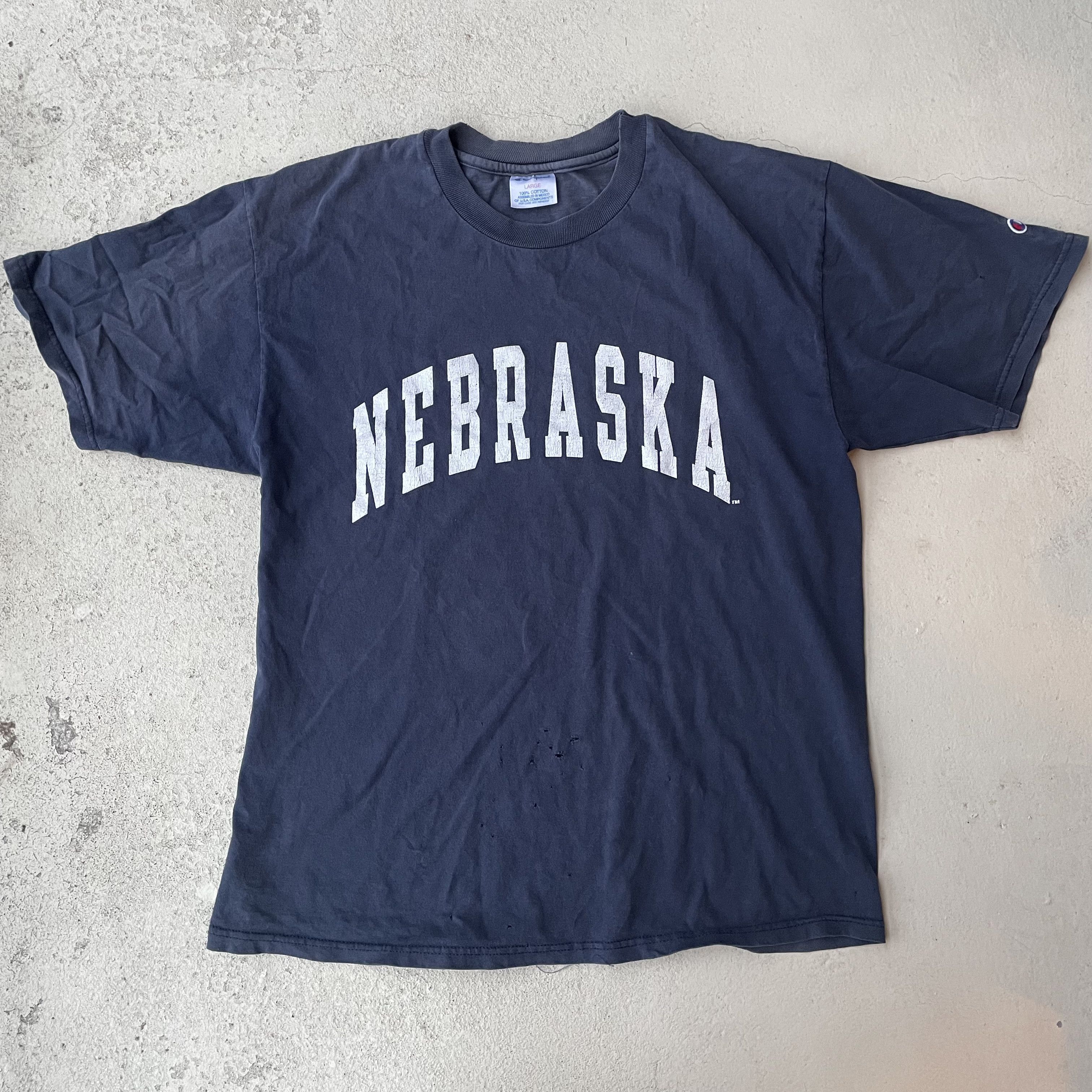 Champion Raf Simons Style Vintage Champion Nebraska T Shirt Hoodie, Sweatshirt | PodTeesHub.com
