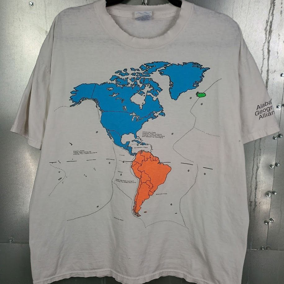 Vintage World Map Geography Vintage 90s Double Sided Art T Shirt Xl Hoodie, Sweatshirt | PodTeesHub.com