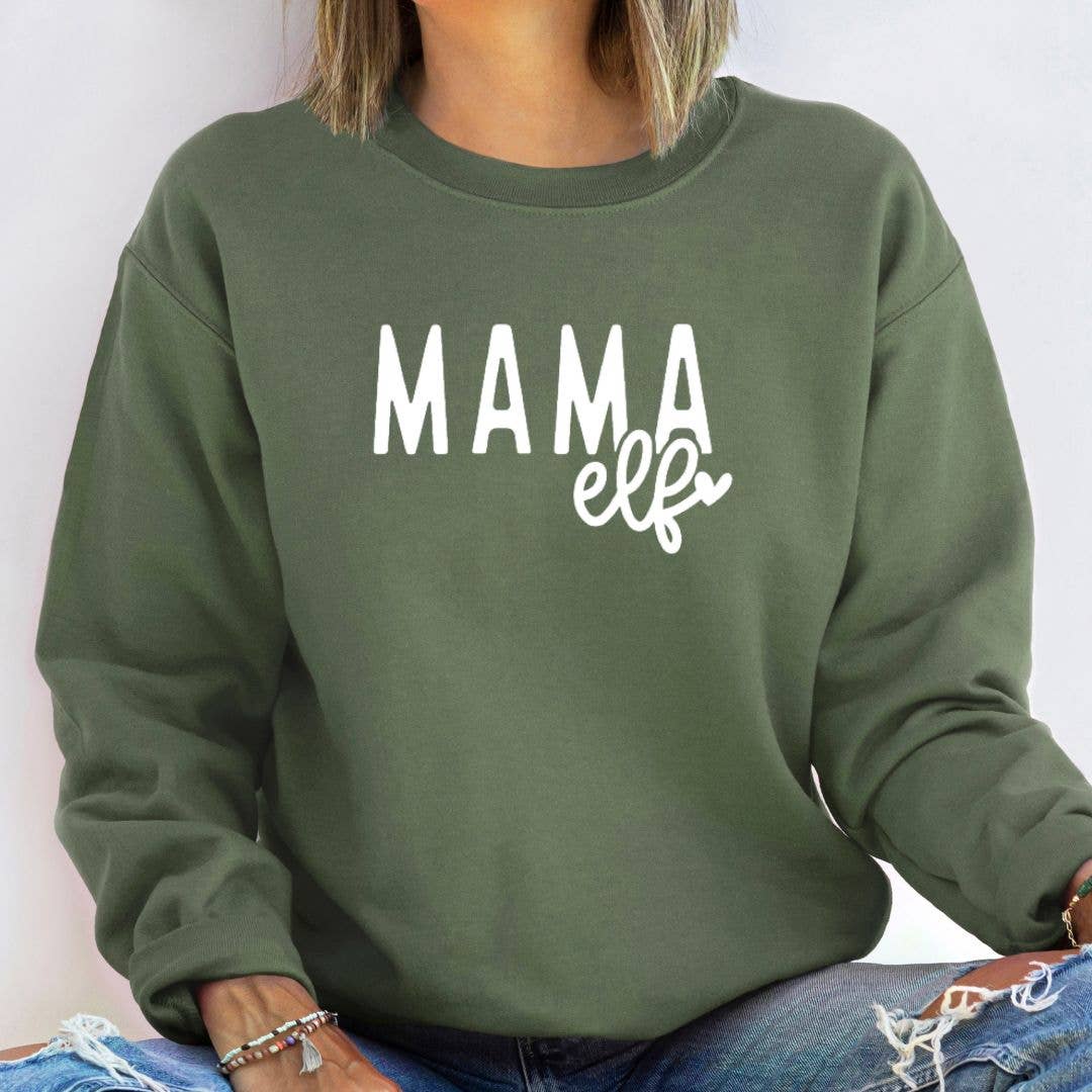 Mama Elf Christmas Sweatshirt - Christmas Tee - Graphic Tee Hoodie | PodTeesHub.com