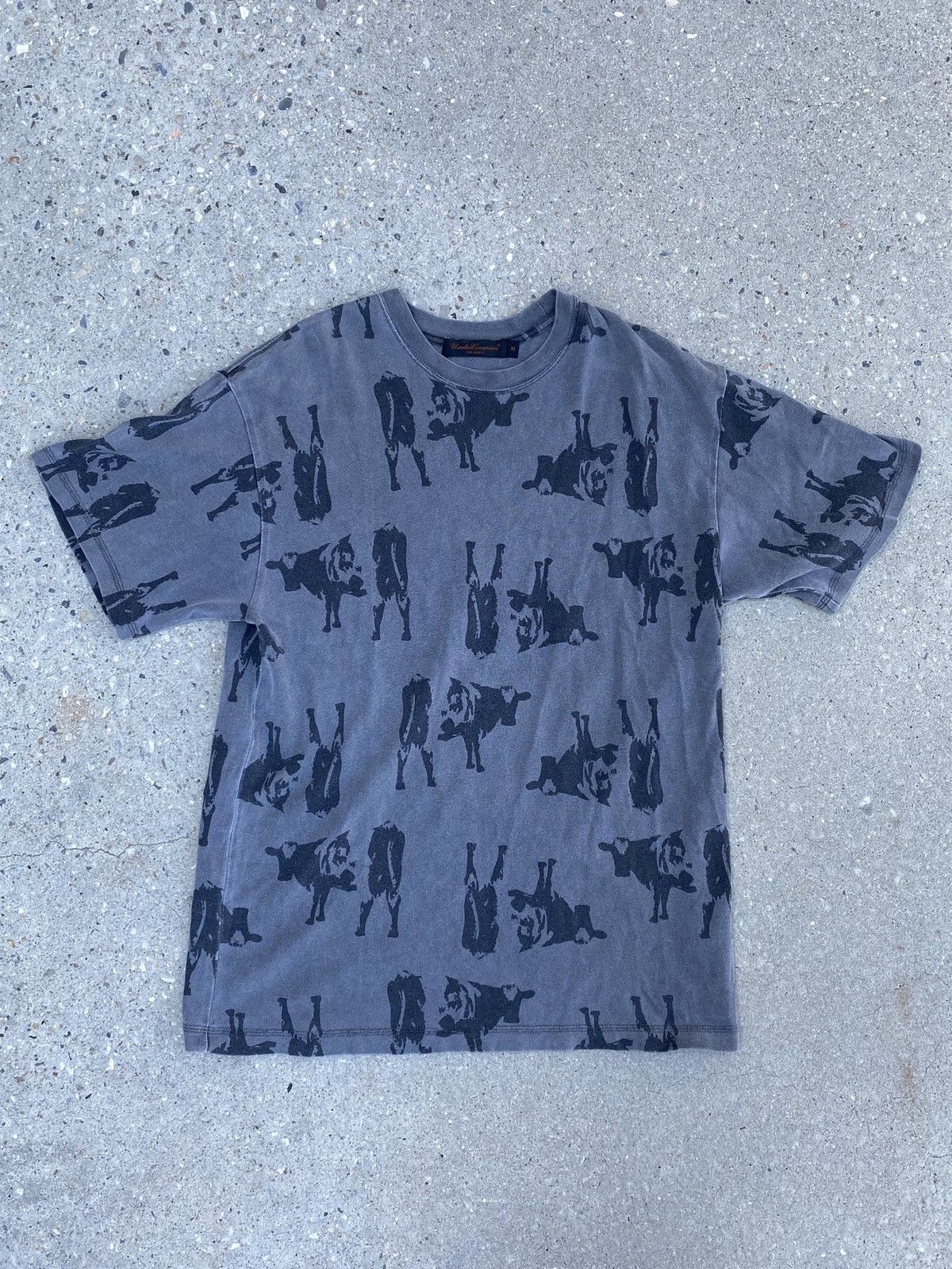 Aw02 Undercover Cow Print Washed Tee Hoodie, Sweatshirt | PodTeesHub.com
