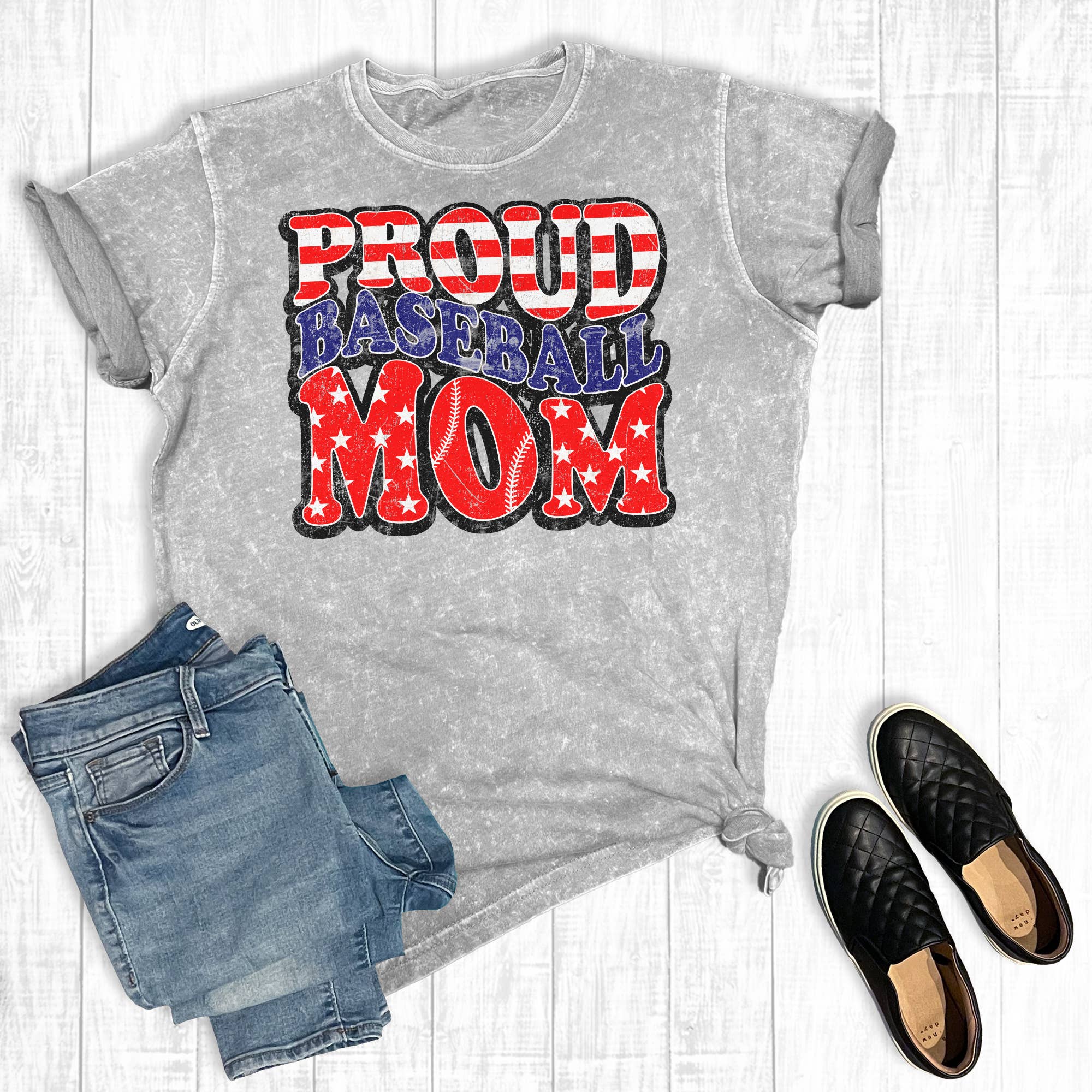 4th of July Proud Baseball Mom Mineral Wash Graphic Tee Hoodie, Sweatshirt | PodTeesHub.com