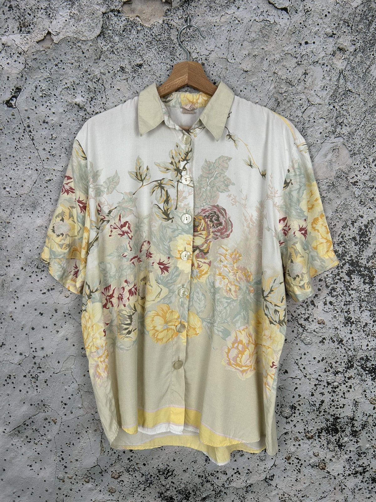 Vintage Viscose Floral Shirt 90s Avant Garde Grunge Punk Hoodie, Sweatshirt | PodTeesHub.com
