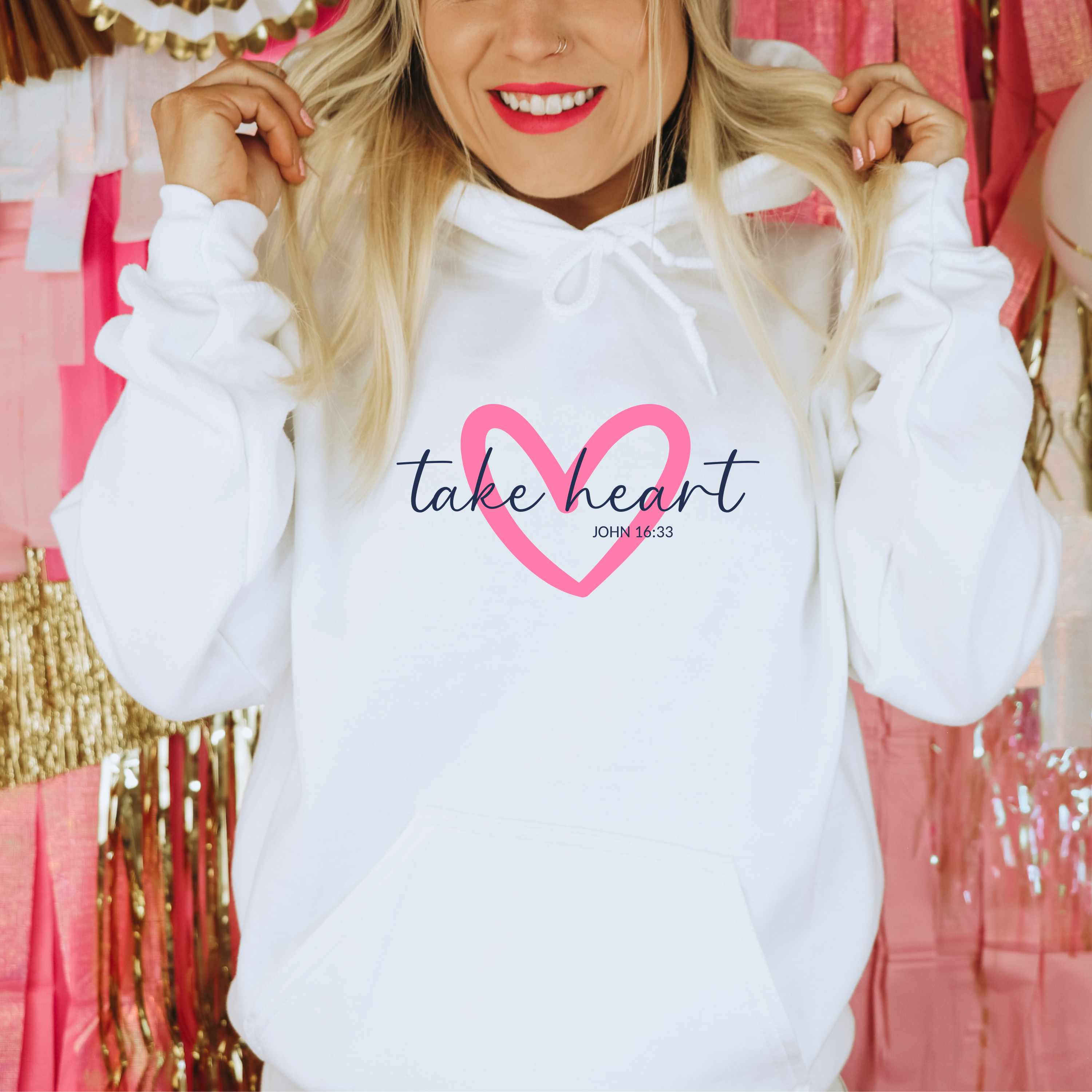Take Heart Cozy Christian Valentines Hoodie T-Shirts, Sweatshirt | PodTeesHub.com