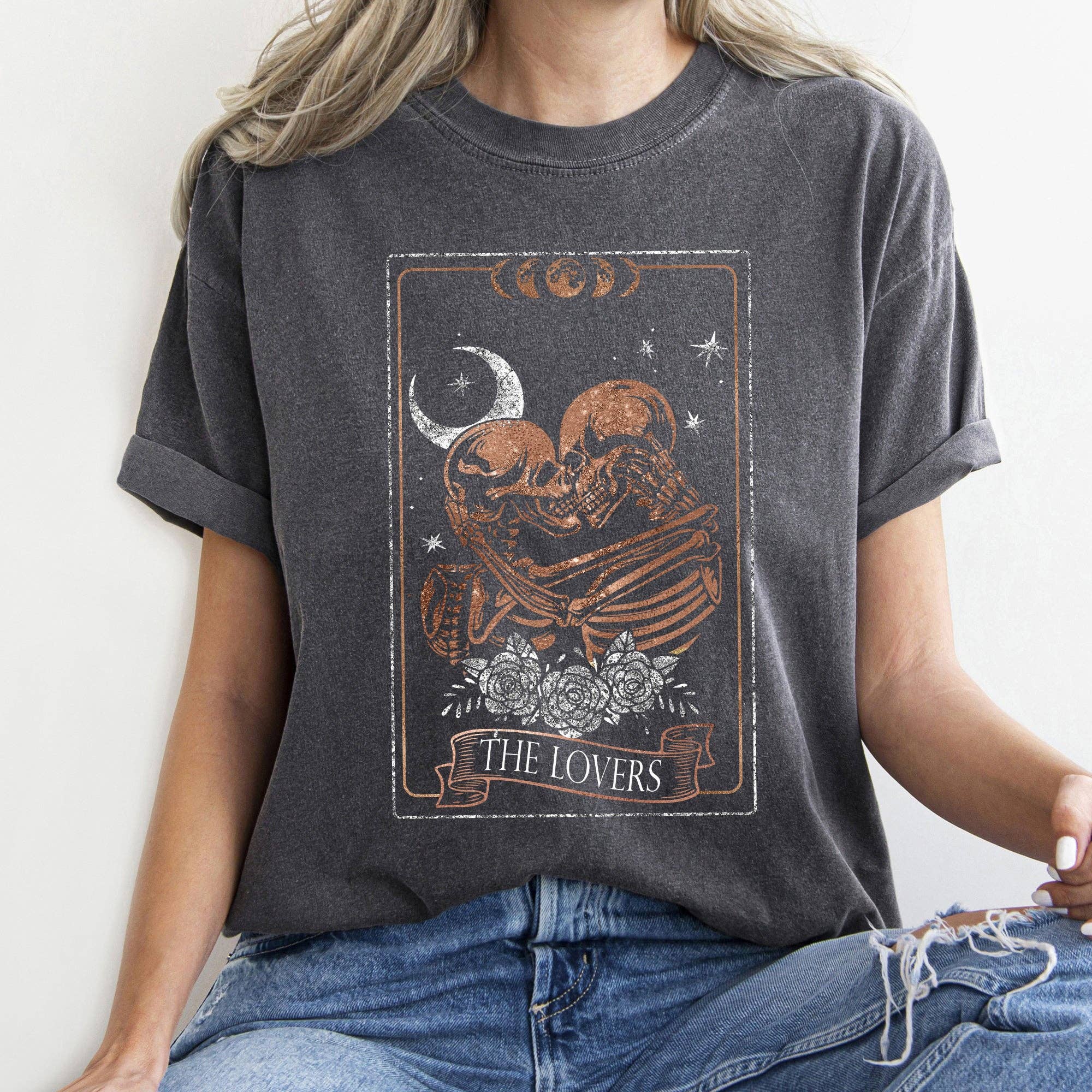 The Lovers Tarot, Moon & Skeletons Comfort T-Shirt Hoodie, Sweatshirt | PodTeesHub.com