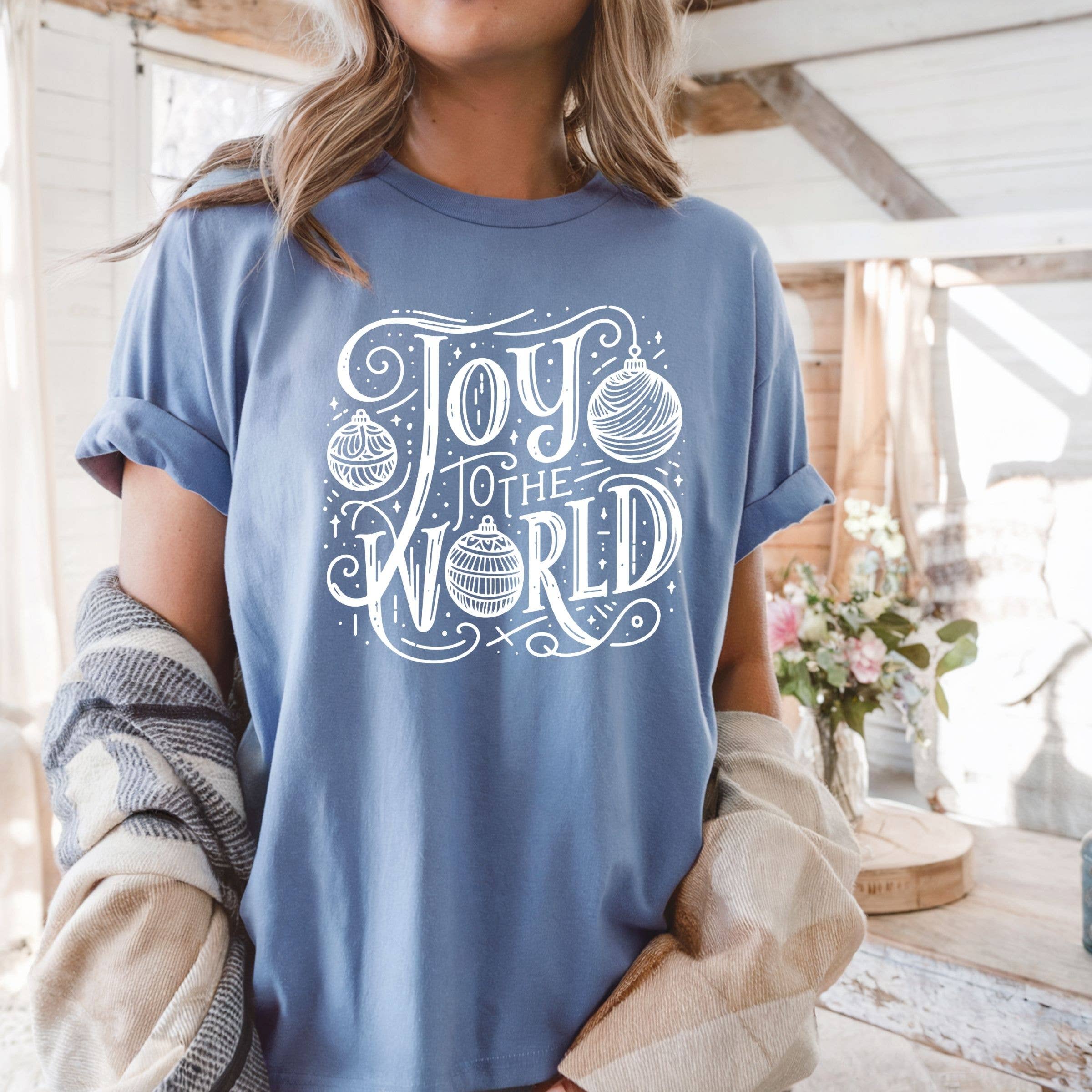 Joy To the World Christmas Tee - Christmas Graphic Tee Hoodie, Sweatshirt | PodTeesHub.com