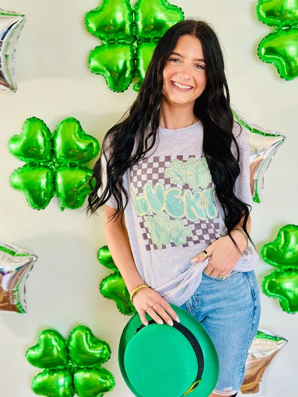 Lucky Retro Clover Checkered Tee Hoodie, Sweatshirt | PodTeesHub.com