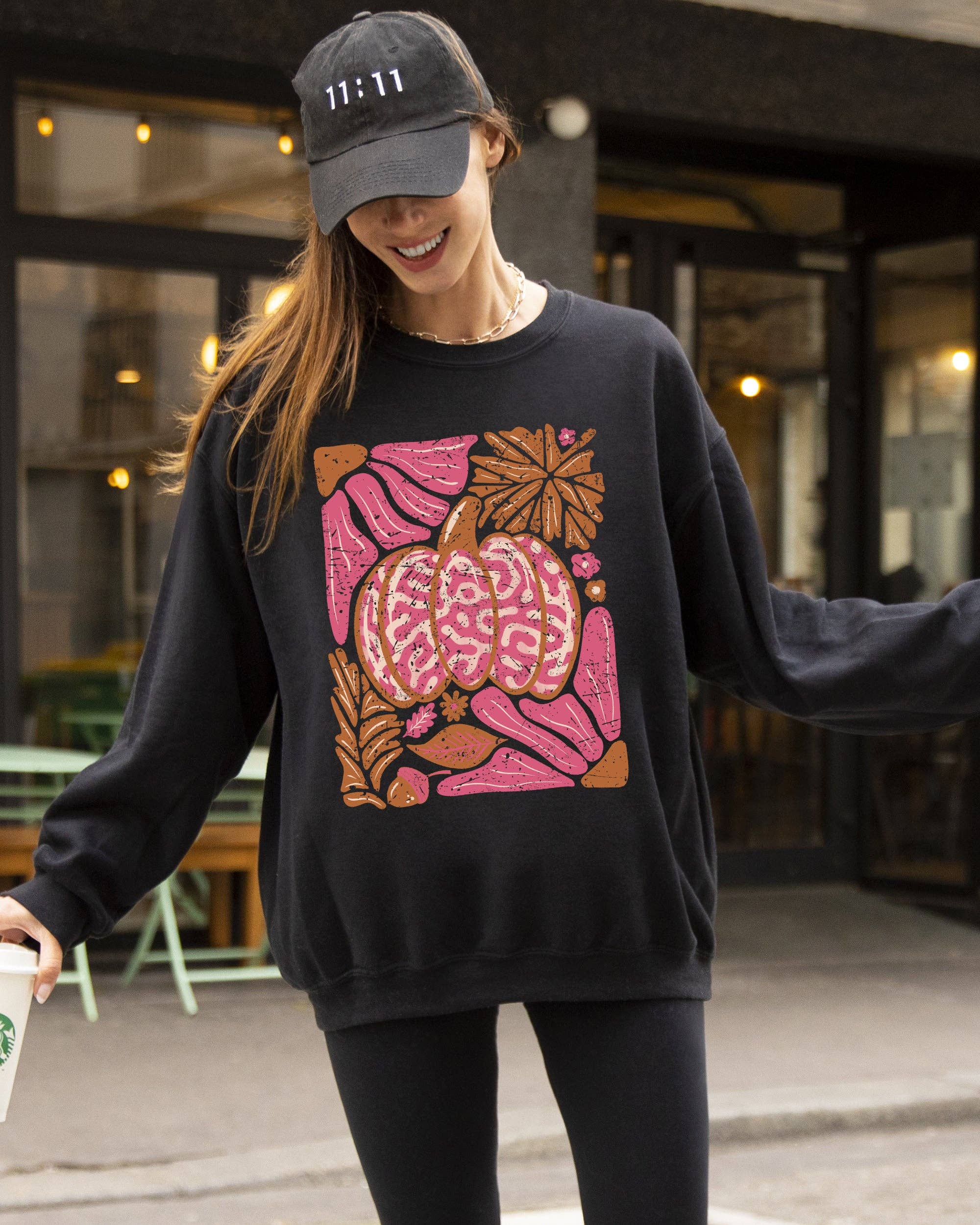 Retro Floral, Pumpkin, Halloween, Jack-O-Lantern Sweatshirt T-Shirts, Hoodie | PodTeesHub.com