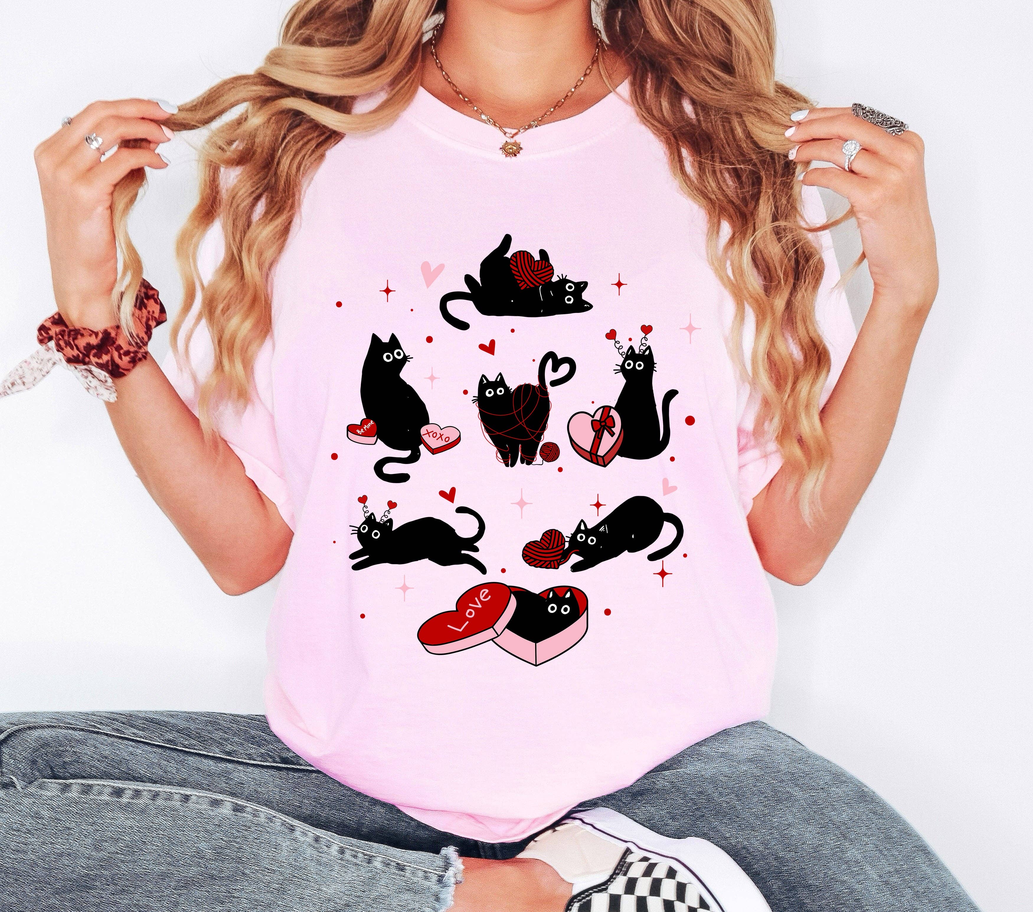 Valentine's Day Kitties, Cat Lover, Comfort Colors T-Shirt Hoodie, Sweatshirt | PodTeesHub.com