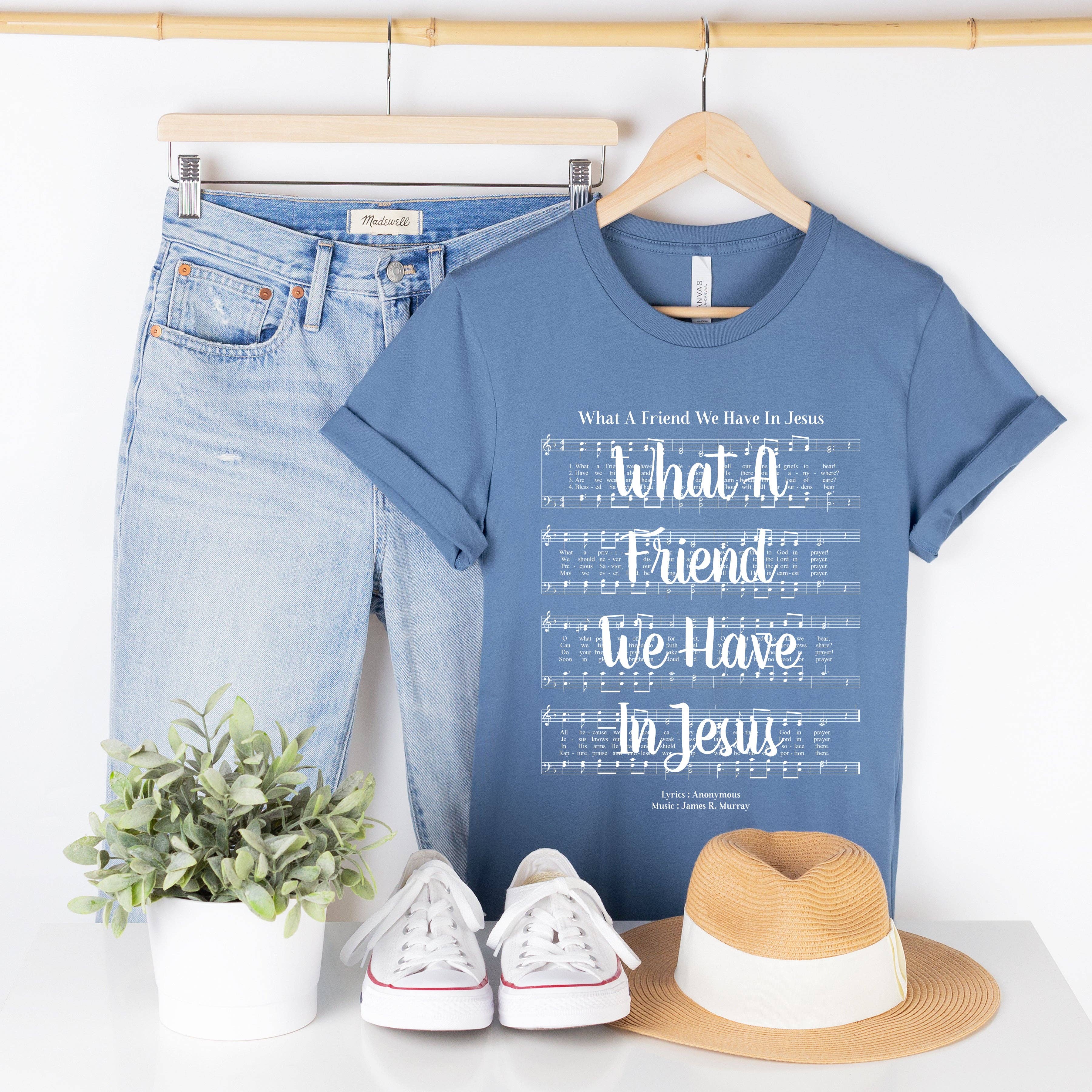 What A Friend We Have in Jesus Hymn T-Shirt - White Ink Hoodie, Sweatshirt | PodTeesHub.com