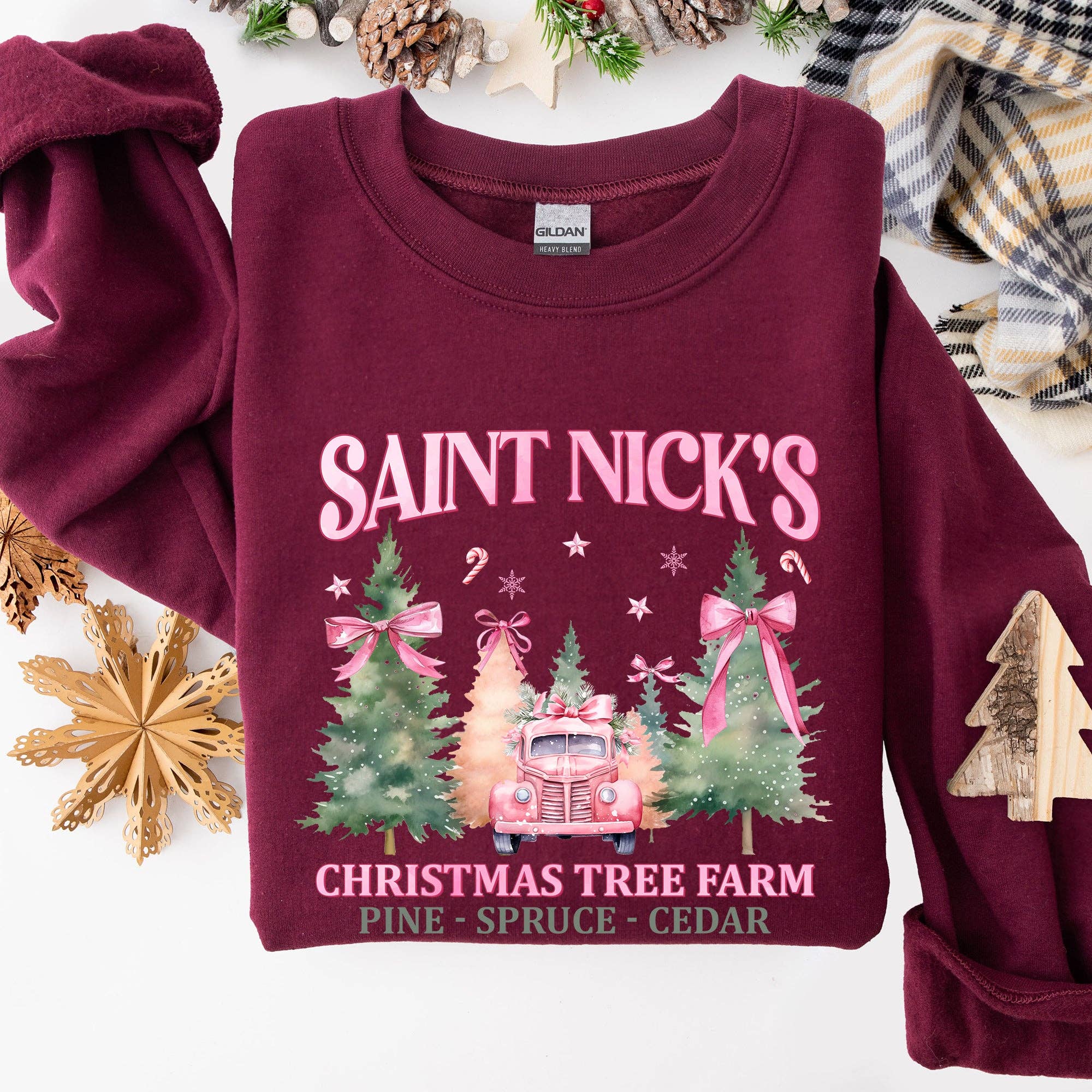 Saint Nick's Christmas Tree Farm, Retro, Xmas Sweatshirt T-Shirts, Hoodie | PodTeesHub.com