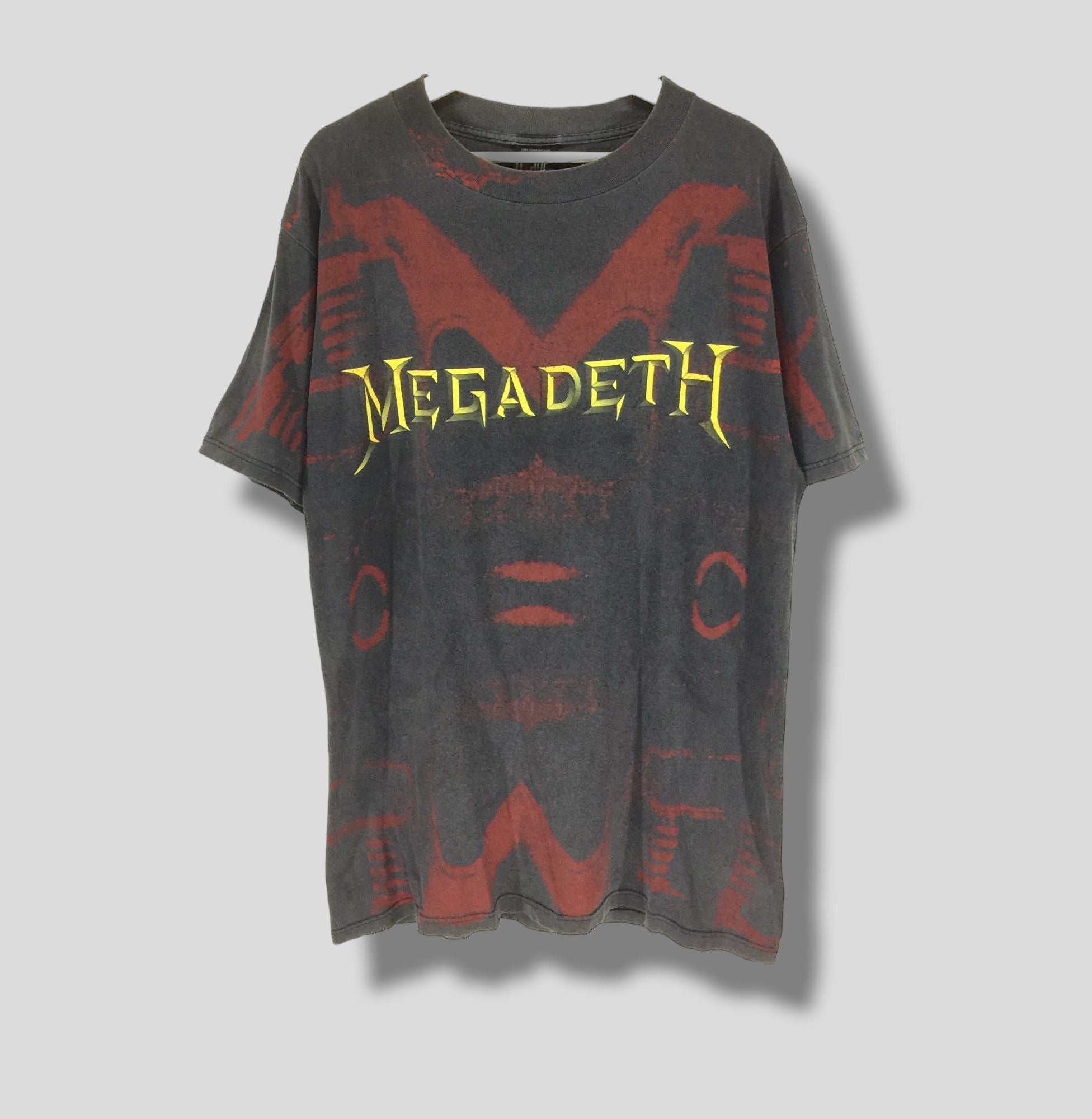 Vintage 90s Megadeth Allover Print Aop Tshirt Hoodie, Sweatshirt | PodTeesHub.com