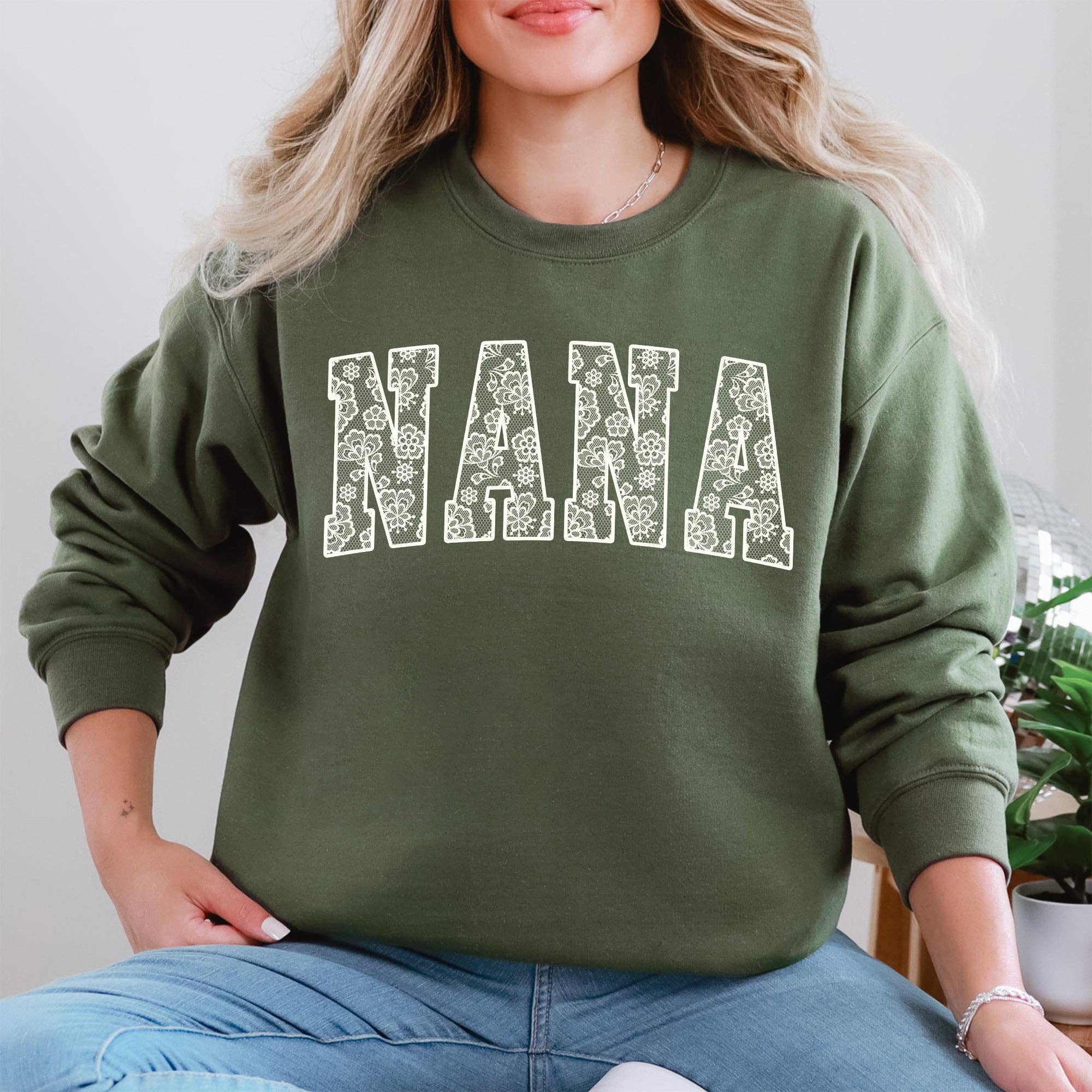 Nana, Faux Lace, Coquette, Varsity, Mother's Day Sweatshirt T-Shirts, Hoodie | PodTeesHub.com