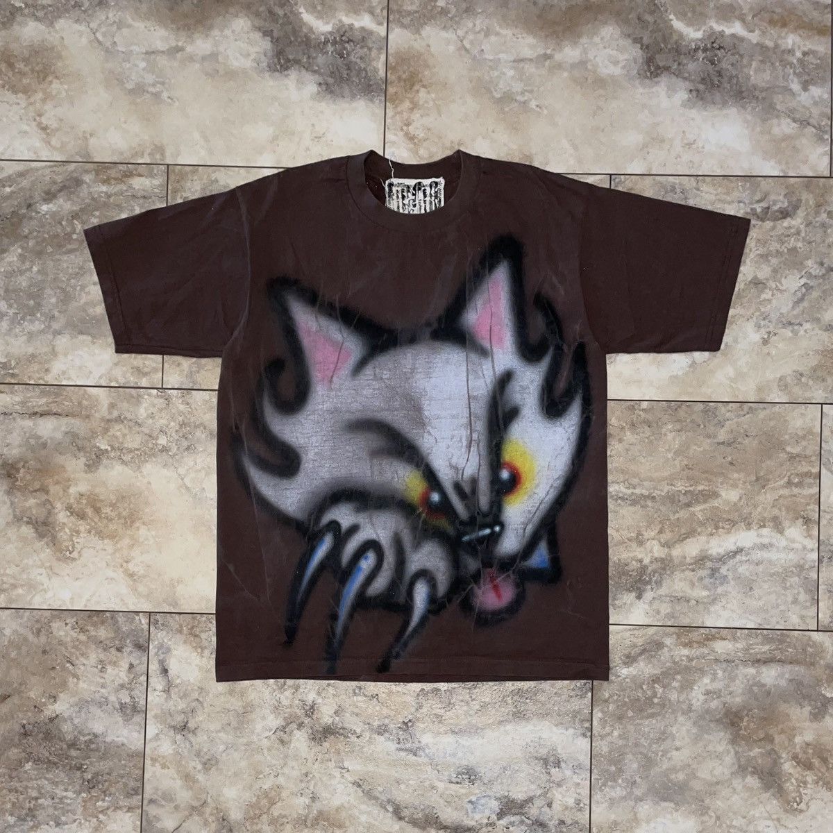 Handmade 1 Of 1 Hand Airbrushed Feline Claw T Shirt Brown Size Large Hoodie, Sweatshirt | PodTeesHub.com
