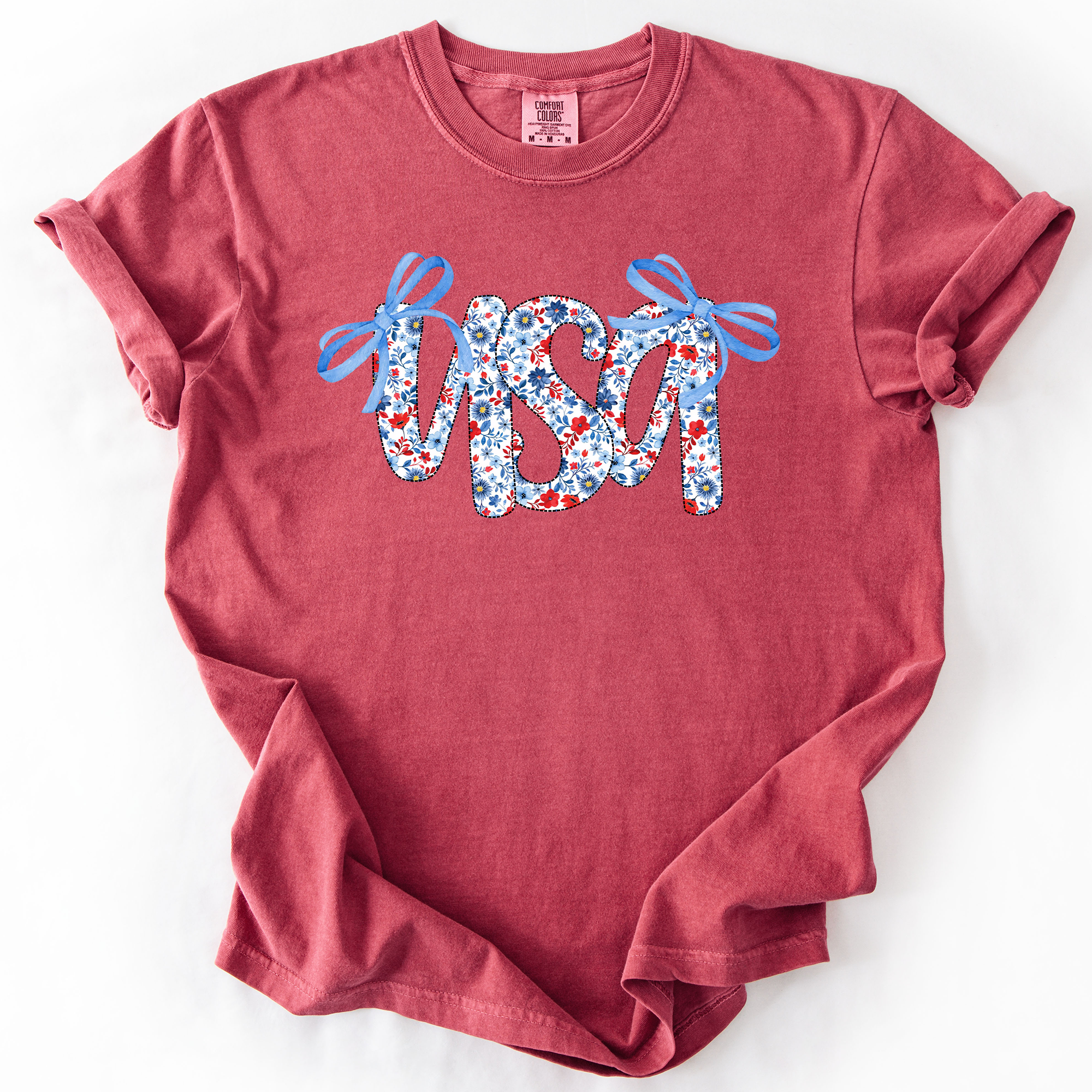 USA, Patriotic Floral Patterns, Ribbons America T-Shirt Hoodie, Sweatshirt | PodTeesHub.com