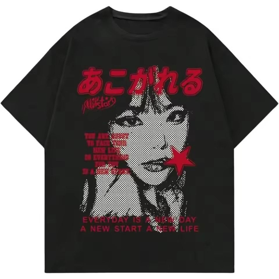 Other Y2k Streetwear Goth Red Star Black T Shirt Punk Graphic Tees Hoodie, Sweatshirt | PodTeesHub.com
