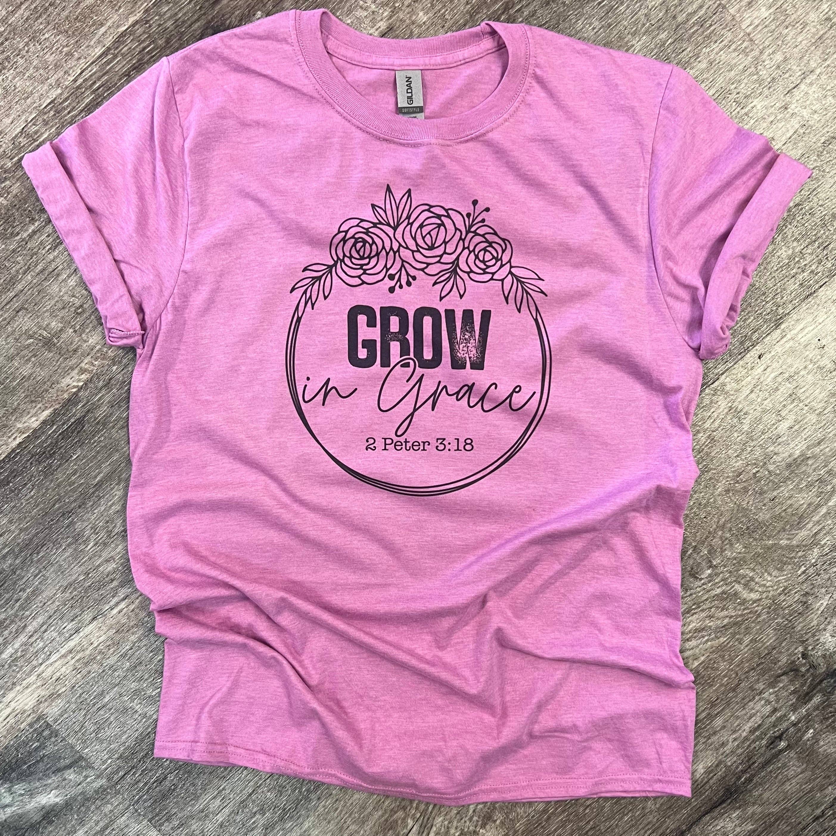 Grow in Grace On Heather Orchid Tee Hoodie, Sweatshirt | PodTeesHub.com