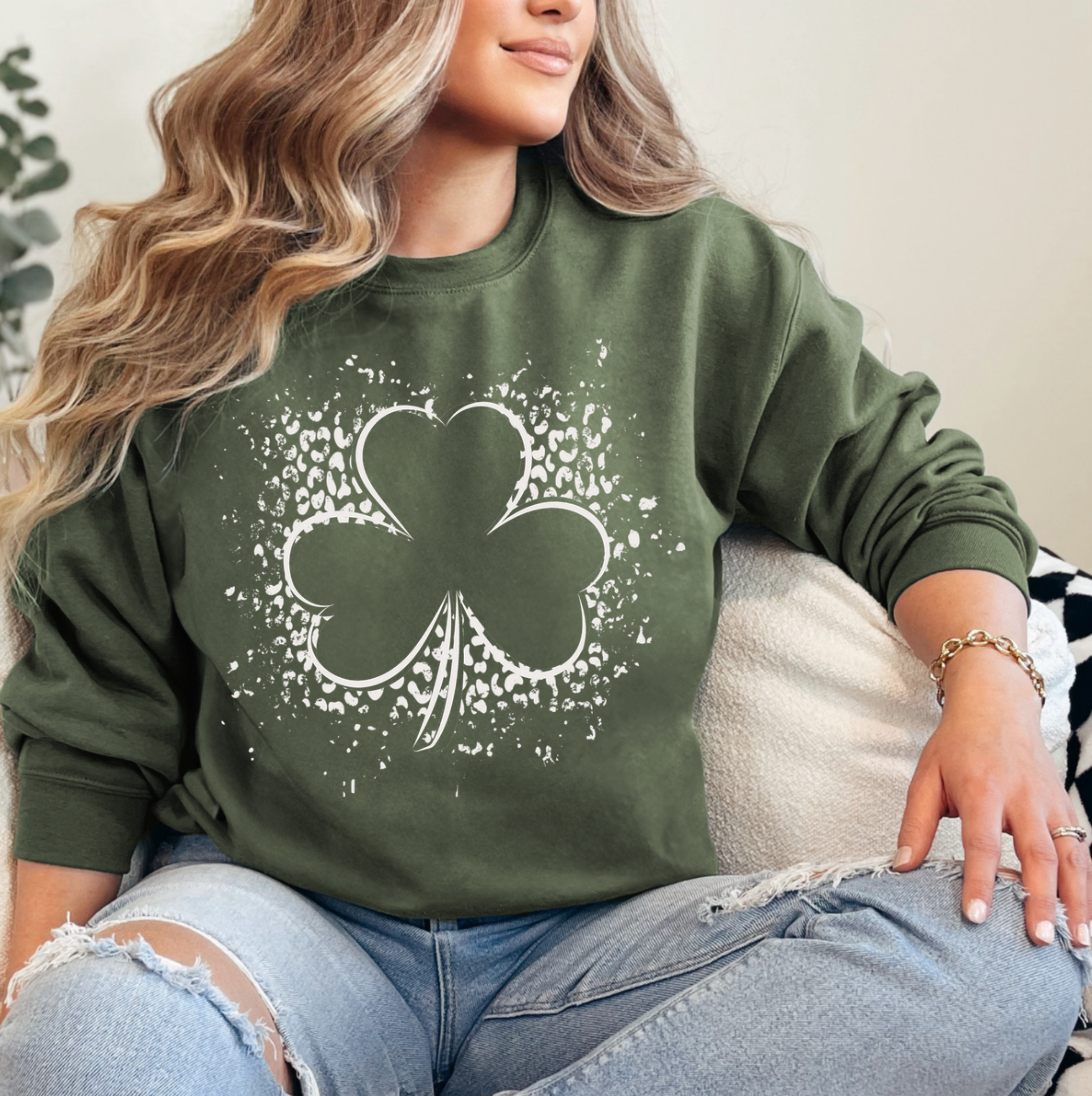 Splattered Clover Crewneck Sweatshirt T-Shirts, Hoodie | PodTeesHub.com