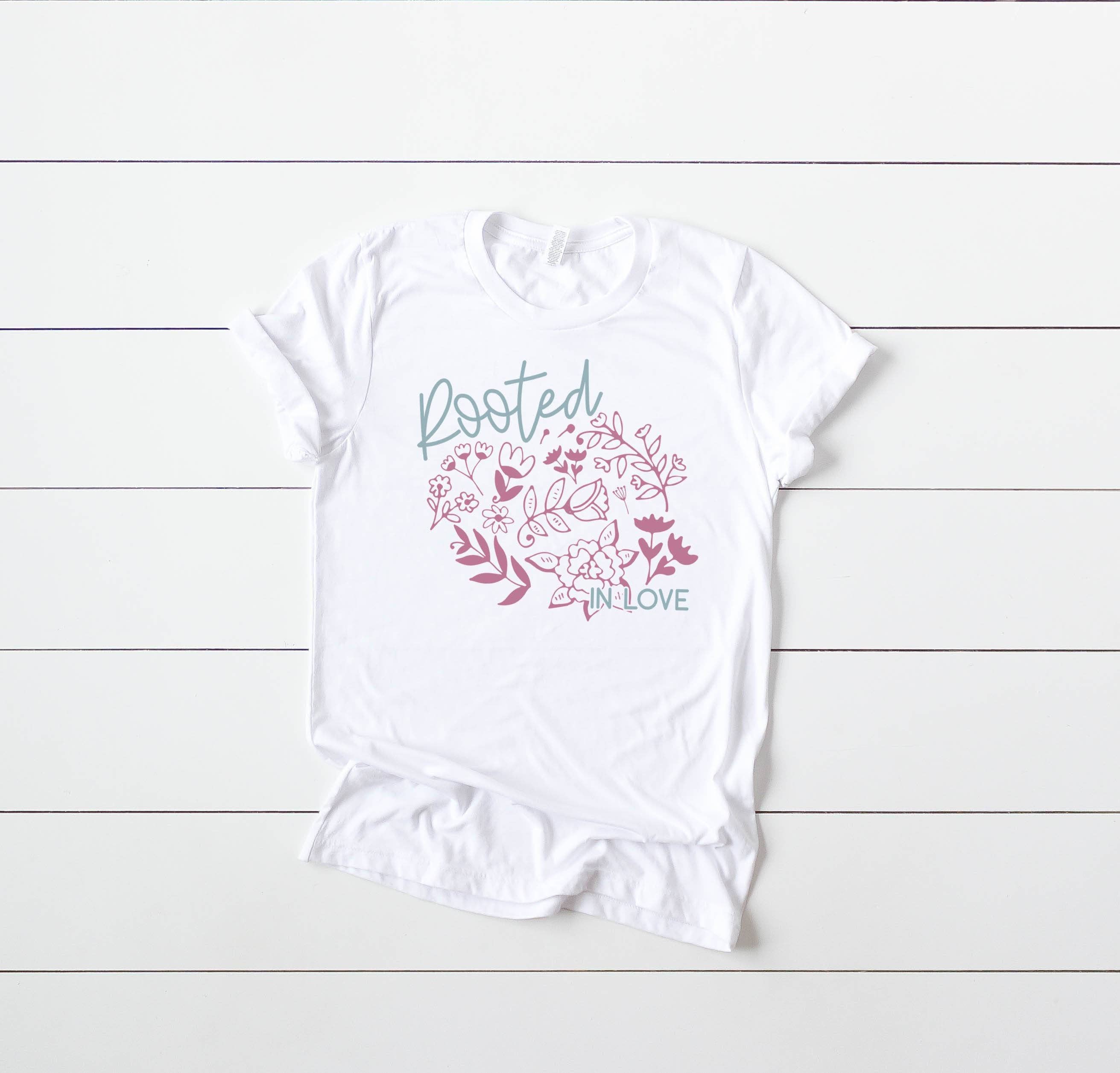Rooted in Love | Flower Short Sleeve Valentines Day Shirt Hoodie, Sweatshirt | PodTeesHub.com