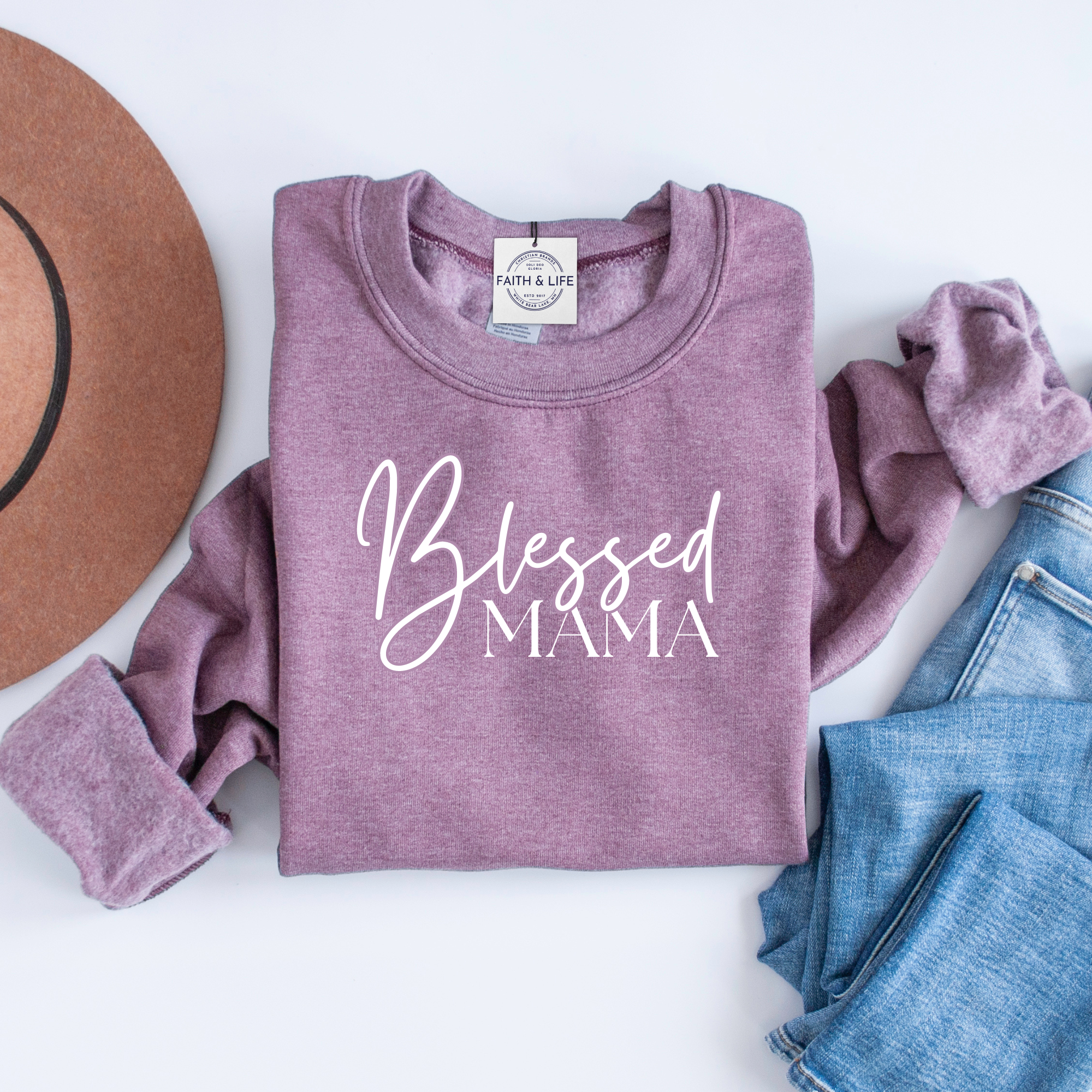 Blessed Mama Mothers Day Christian Crewneck Sweatshirt T-Shirts, Hoodie | PodTeesHub.com