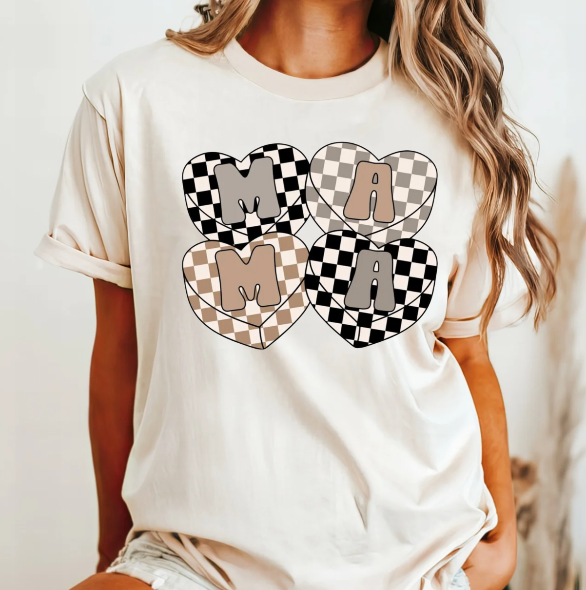 Checkered Mama Comfort Color Tee Hoodie, Sweatshirt | PodTeesHub.com