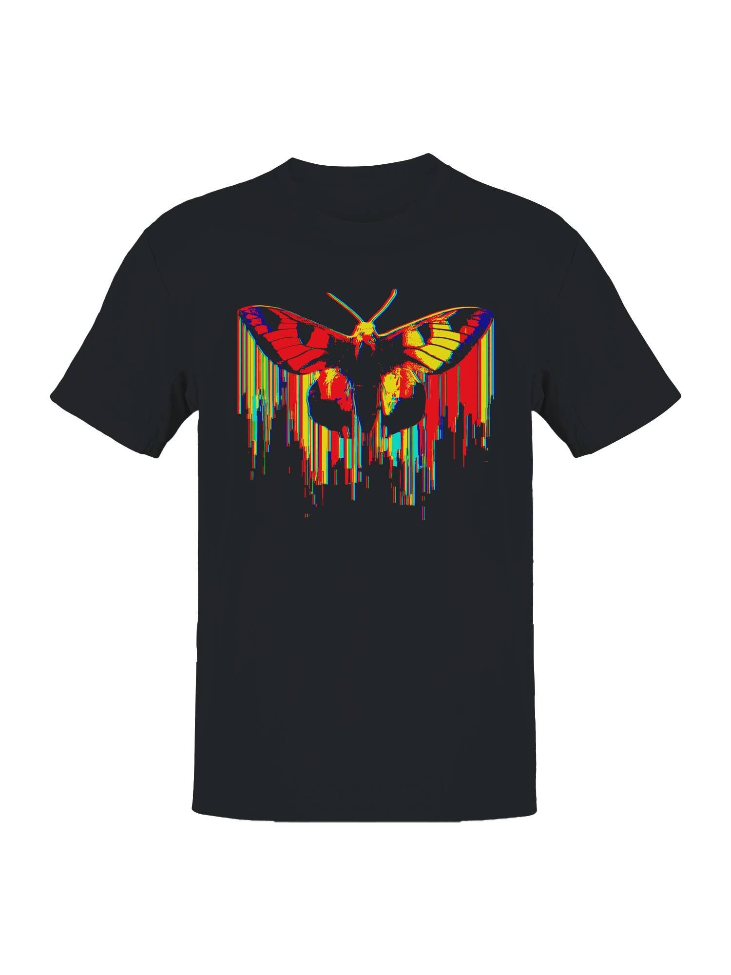 Vibrant Glitch Moth Art Design Men's T-Shirt Hoodie, Sweatshirt | PodTeesHub.com
