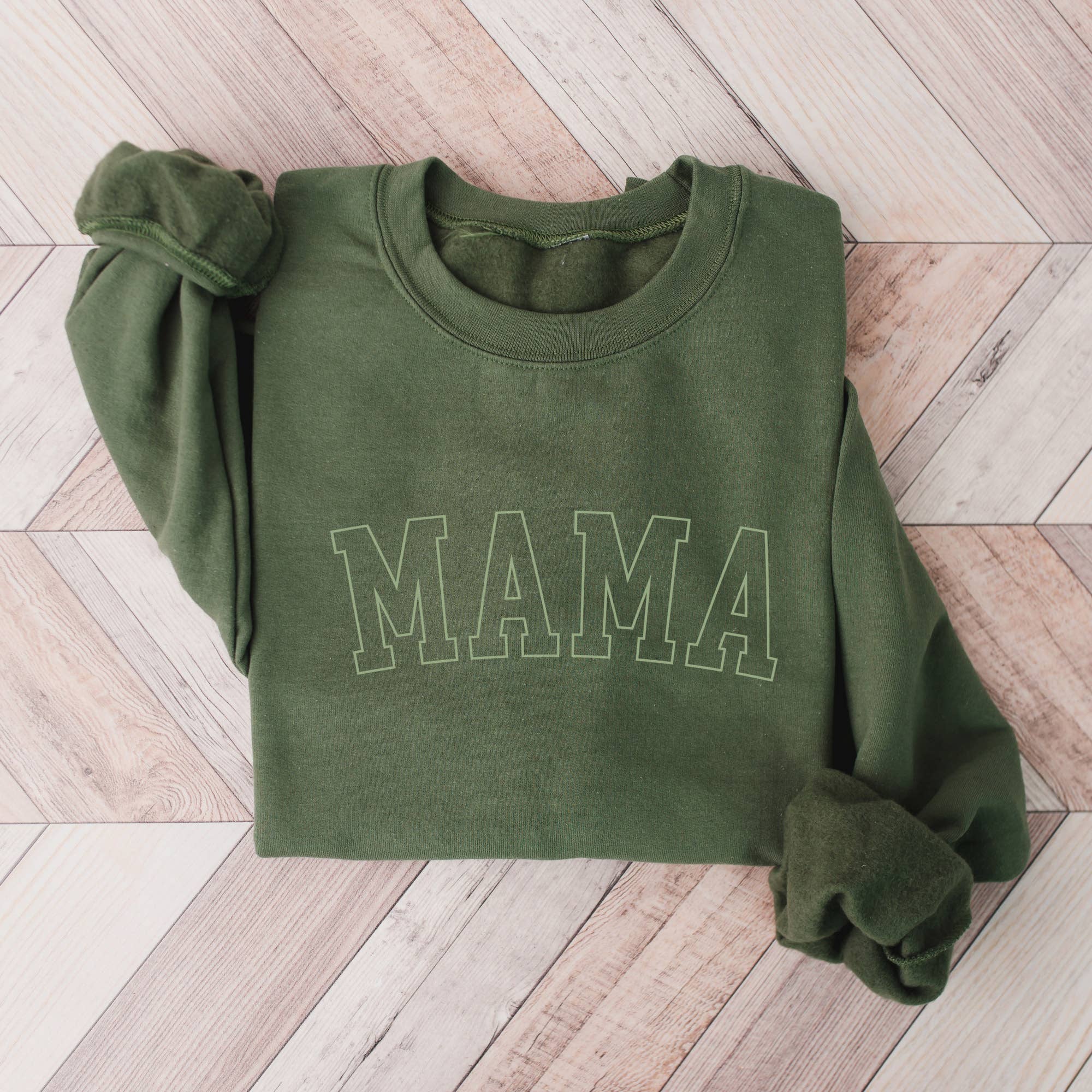Mama Crewneck Sweatshirt in Green Monotone T-Shirts, Hoodie | PodTeesHub.com