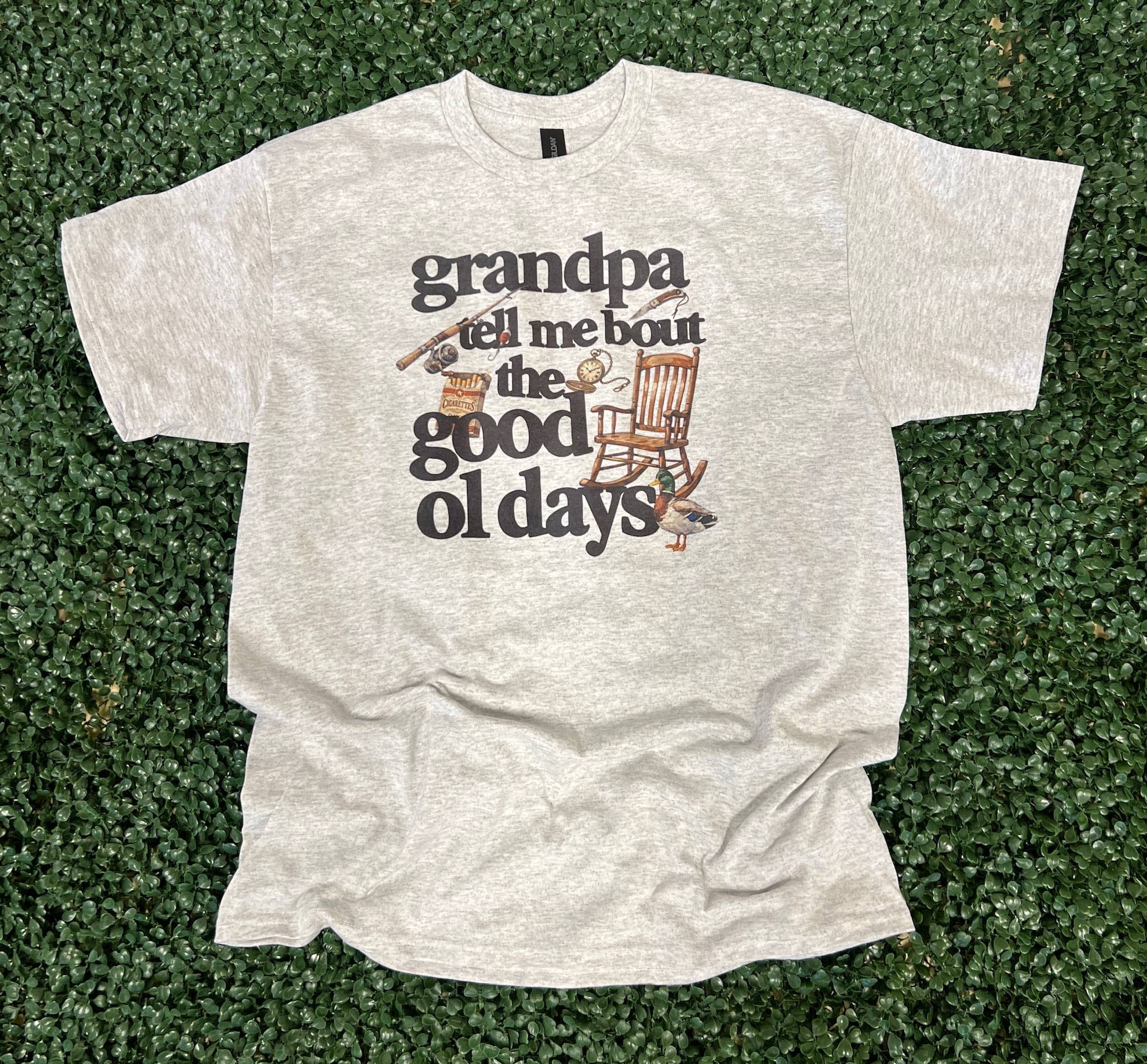 Grandpa Tell Me Bout the Good Ol Days On Ash Gray Tee Hoodie, Sweatshirt | PodTeesHub.com