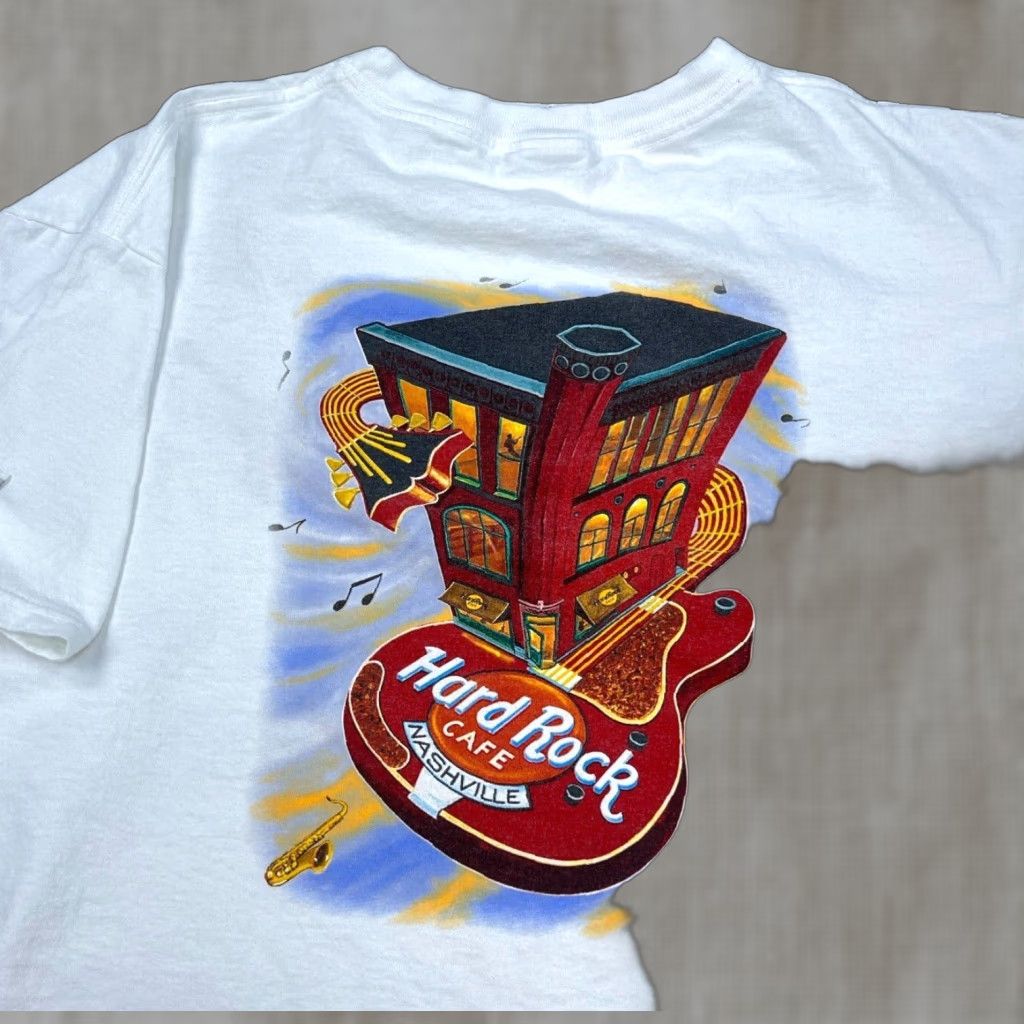 Hard Rock Cafe Vintage Hard Rock Cafe Shirt Men L White Graphic Print 90s Retro Logo T Shirt Hoodie, Sweatshirt