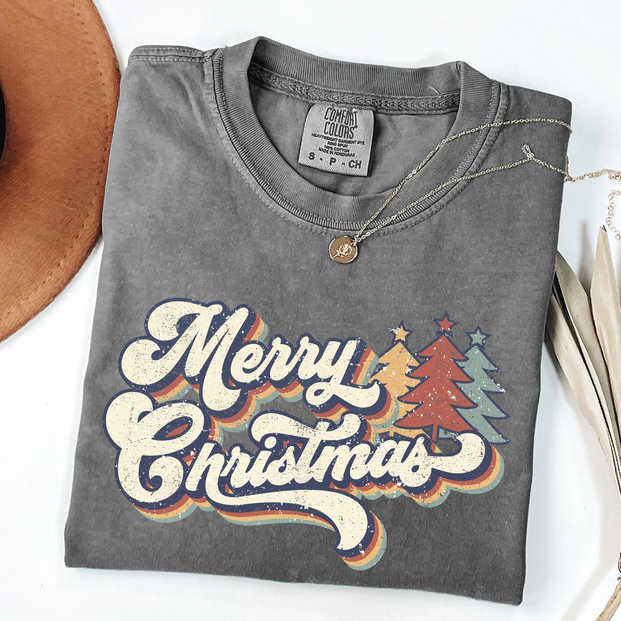 Merry Christmas, Colorful Retro, Christmas, Santa Tshirt Hoodie, Sweatshirt | PodTeesHub.com
