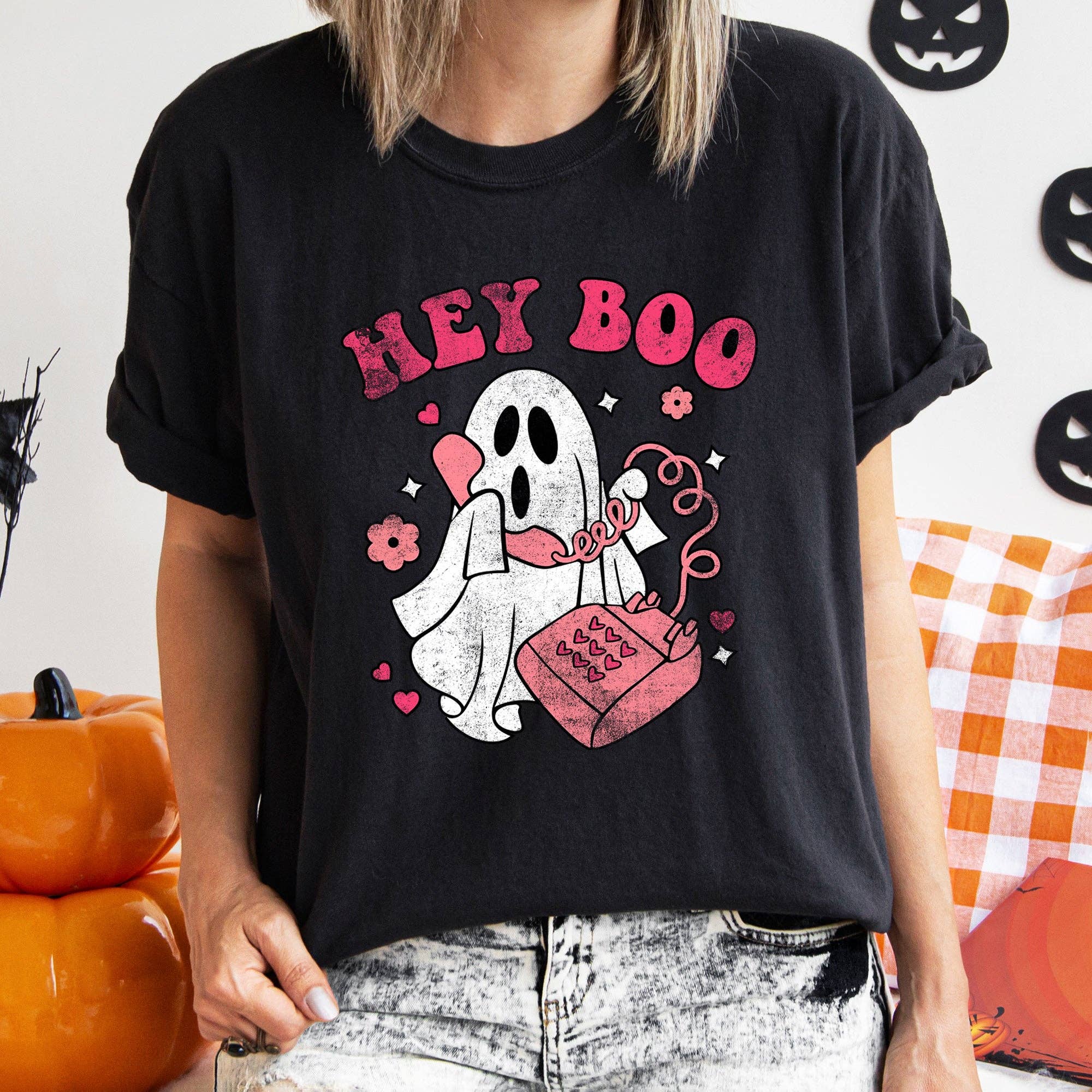 Hey Boo Retro Halloween T-Shirt Hoodie, Sweatshirt | PodTeesHub.com
