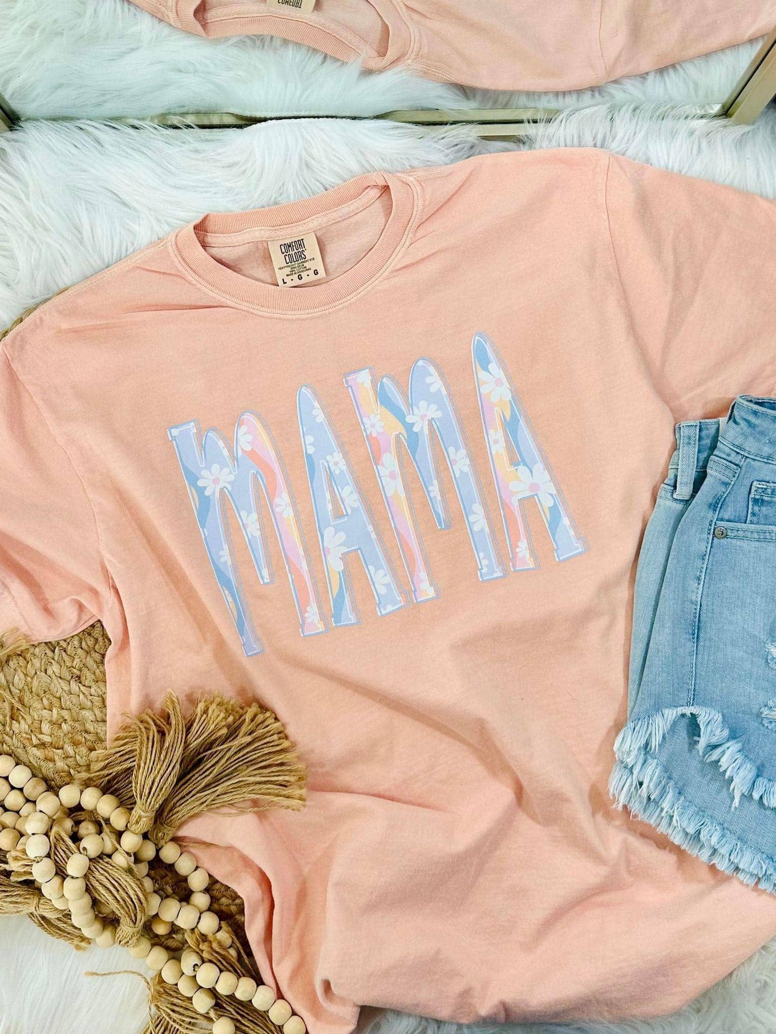 Mama Block Retro Floral Dtf Tee Hoodie, Sweatshirt | PodTeesHub.com