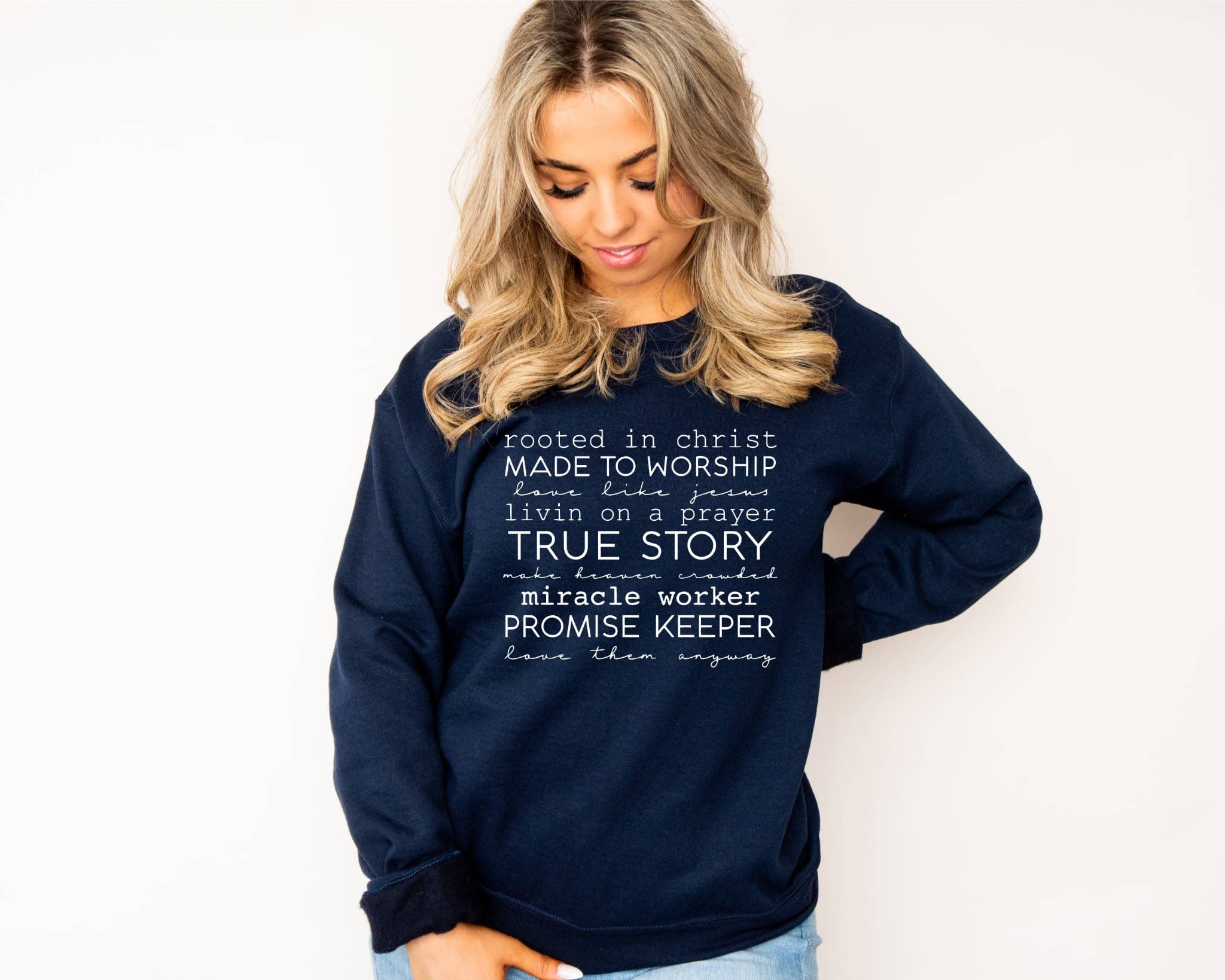 New Rooted in Christ Navy Spring Easter Graphic Sweatshirt T-Shirts, Hoodie | PodTeesHub.com
