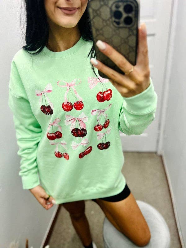 Distressed Cherry Bows Trio Stack Dtf Sweatshirt T-Shirts, Hoodie | PodTeesHub.com