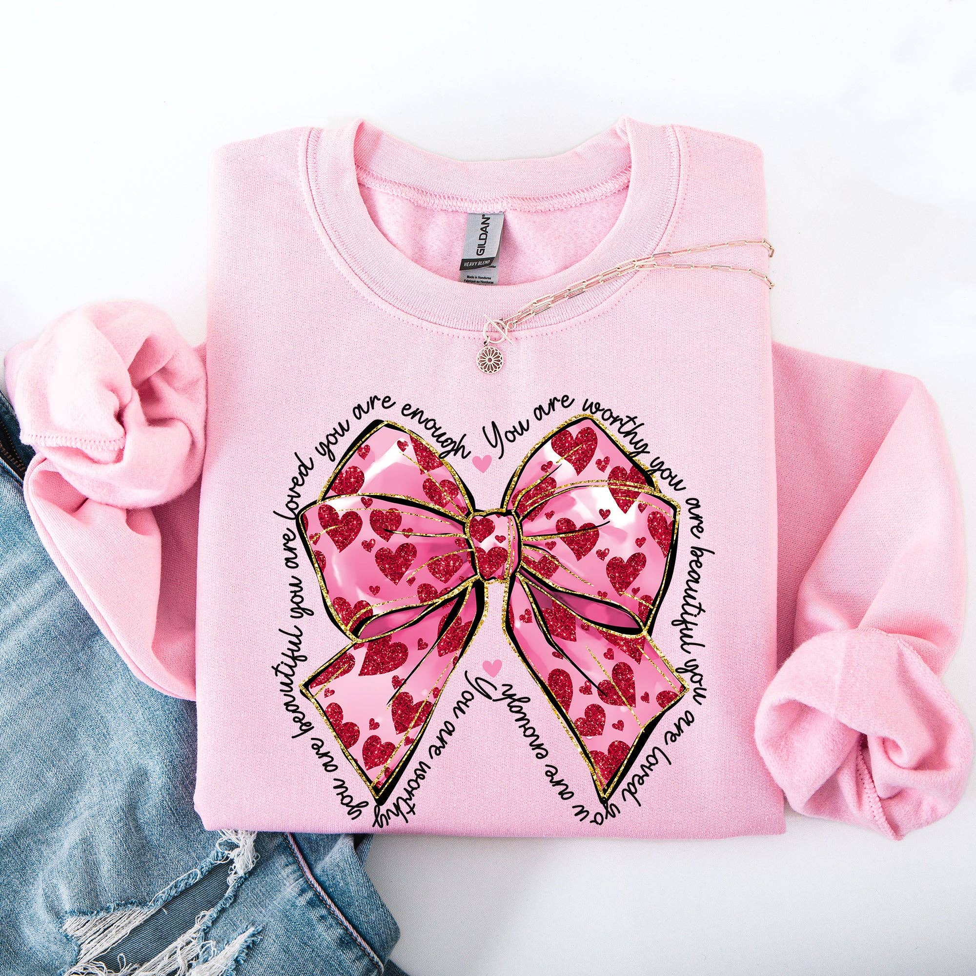 Valentine's Day Affirmations, Loved, Positivity Sweatshirt T-Shirts, Hoodie | PodTeesHub.com