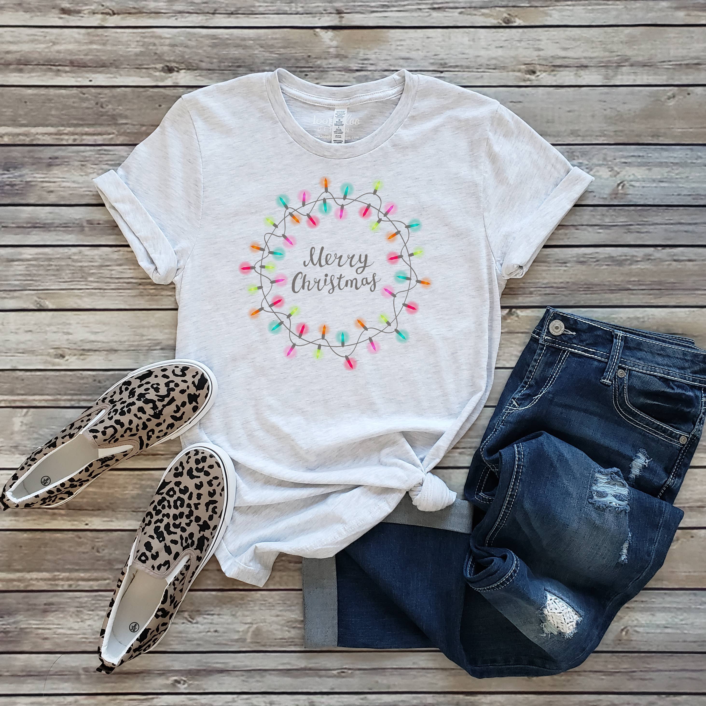 Merry Christmas Lights Tee | Christmas | Sizes XS-2XL Hoodie, Sweatshirt | PodTeesHub.com